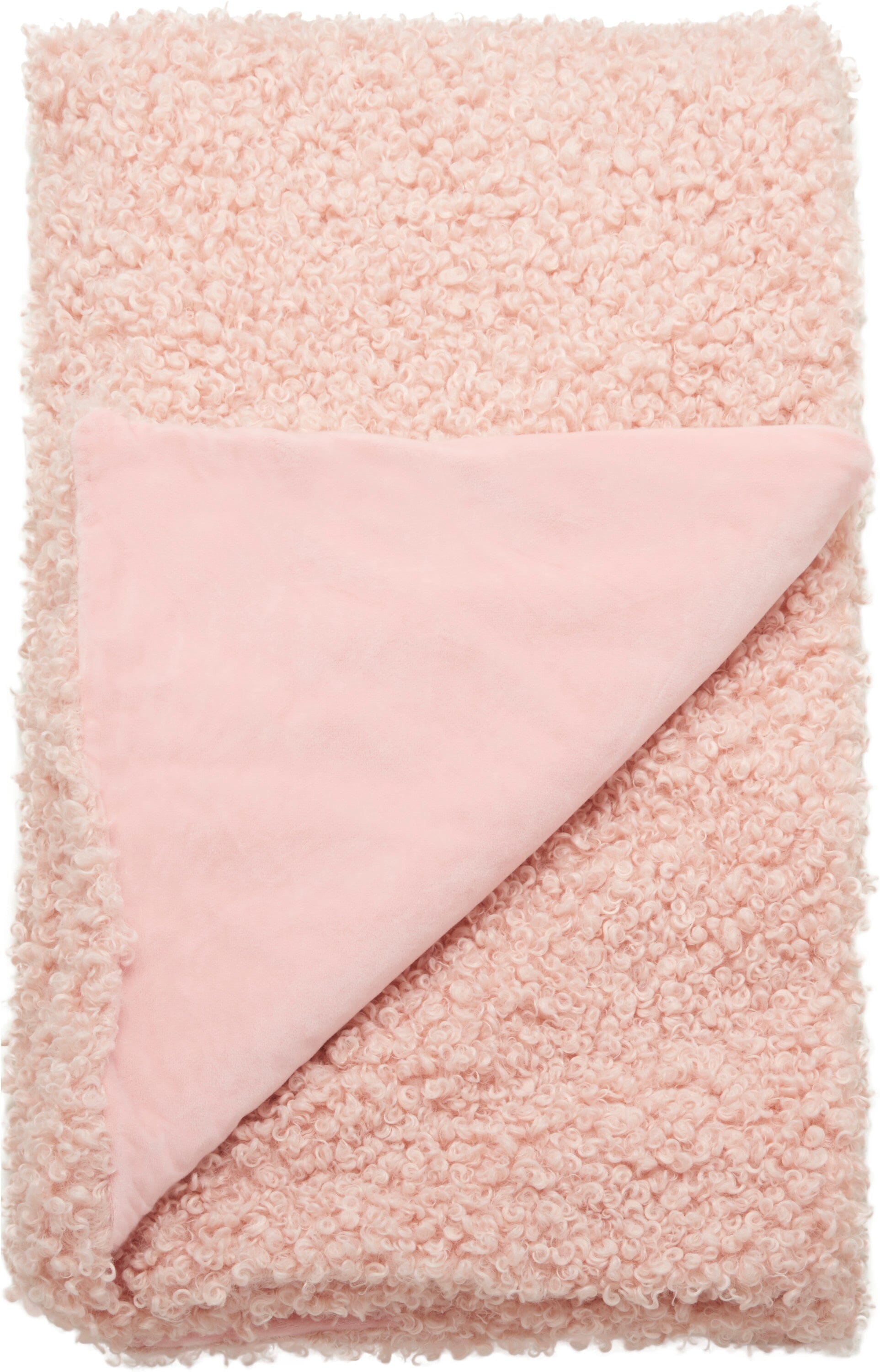 Mina Victory Faux Fur Curly 50 x 60 Rose Indoor Throw Blanket