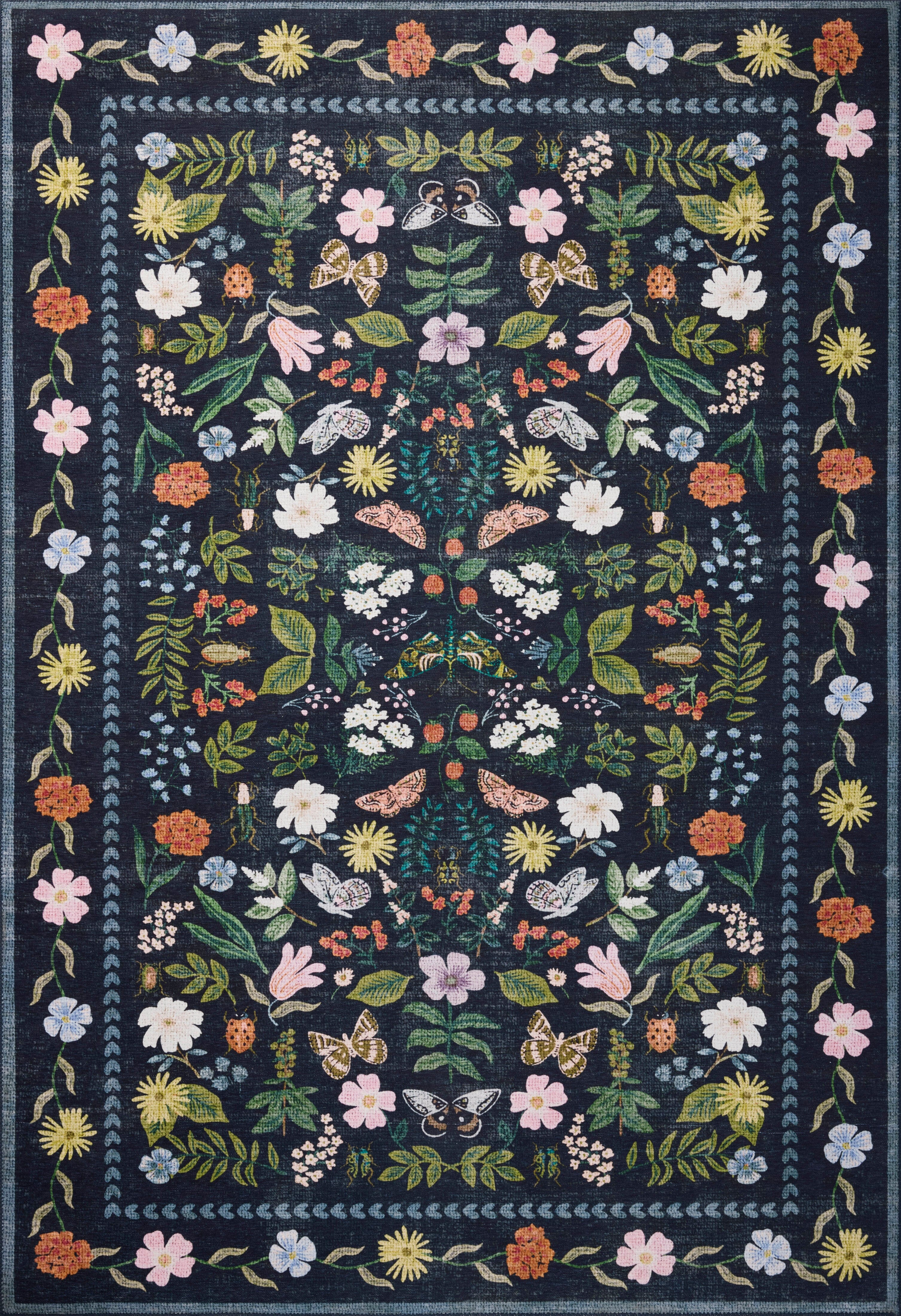 Rifle Paper Co. x Loloi Canopy Rug | Black CNP-04 | Huck & Peck