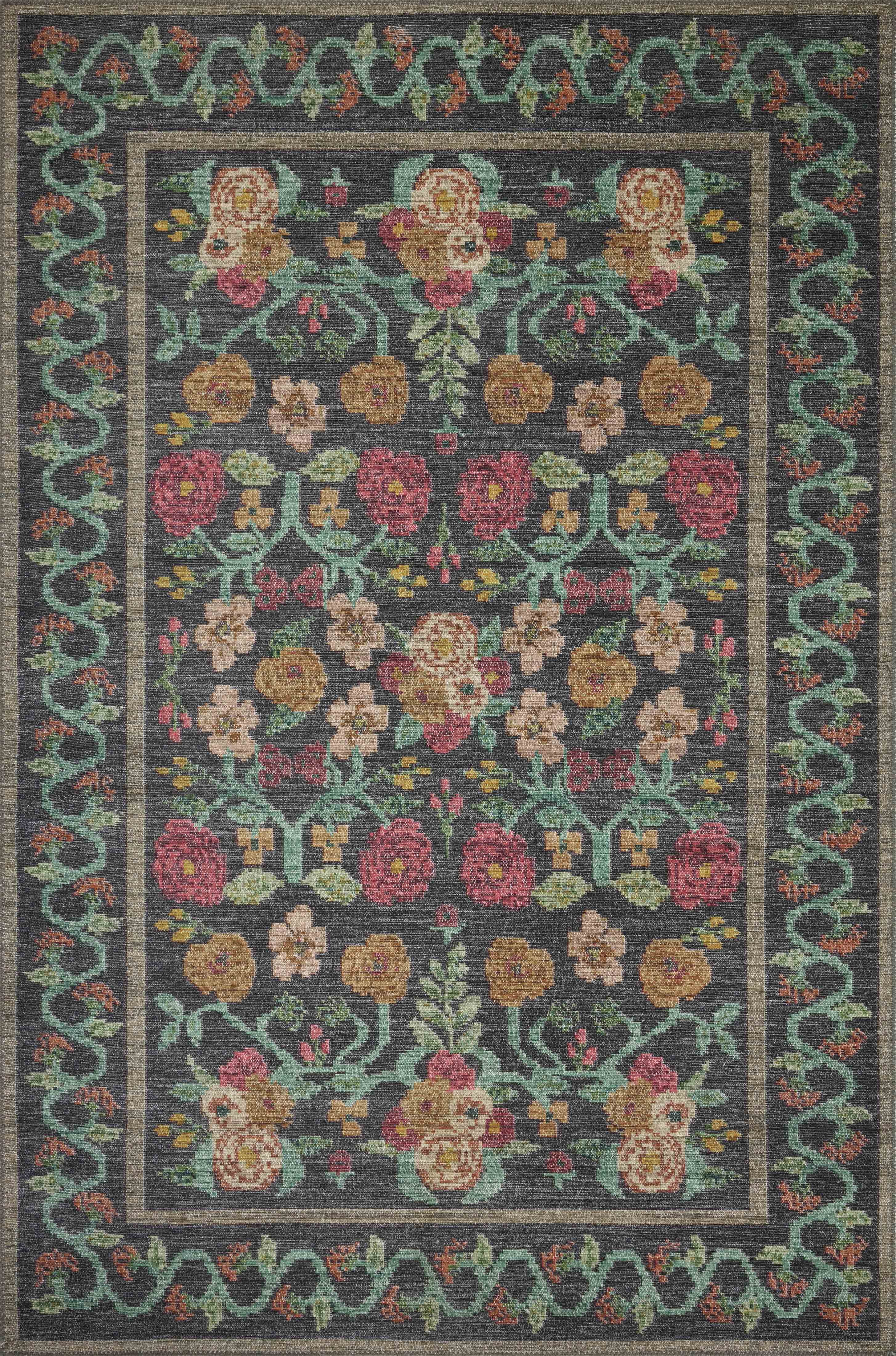 Rifle Paper Co. x Loloi Rosa Rug | Black | Huck & Peck
