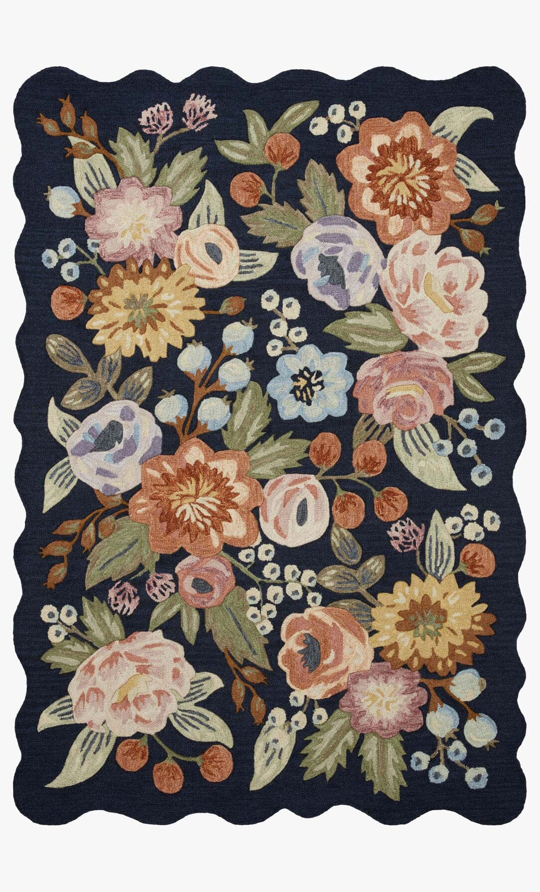 Rifle Paper Co. x Loloi Vintage Blossom Silhouette Rug | Navy