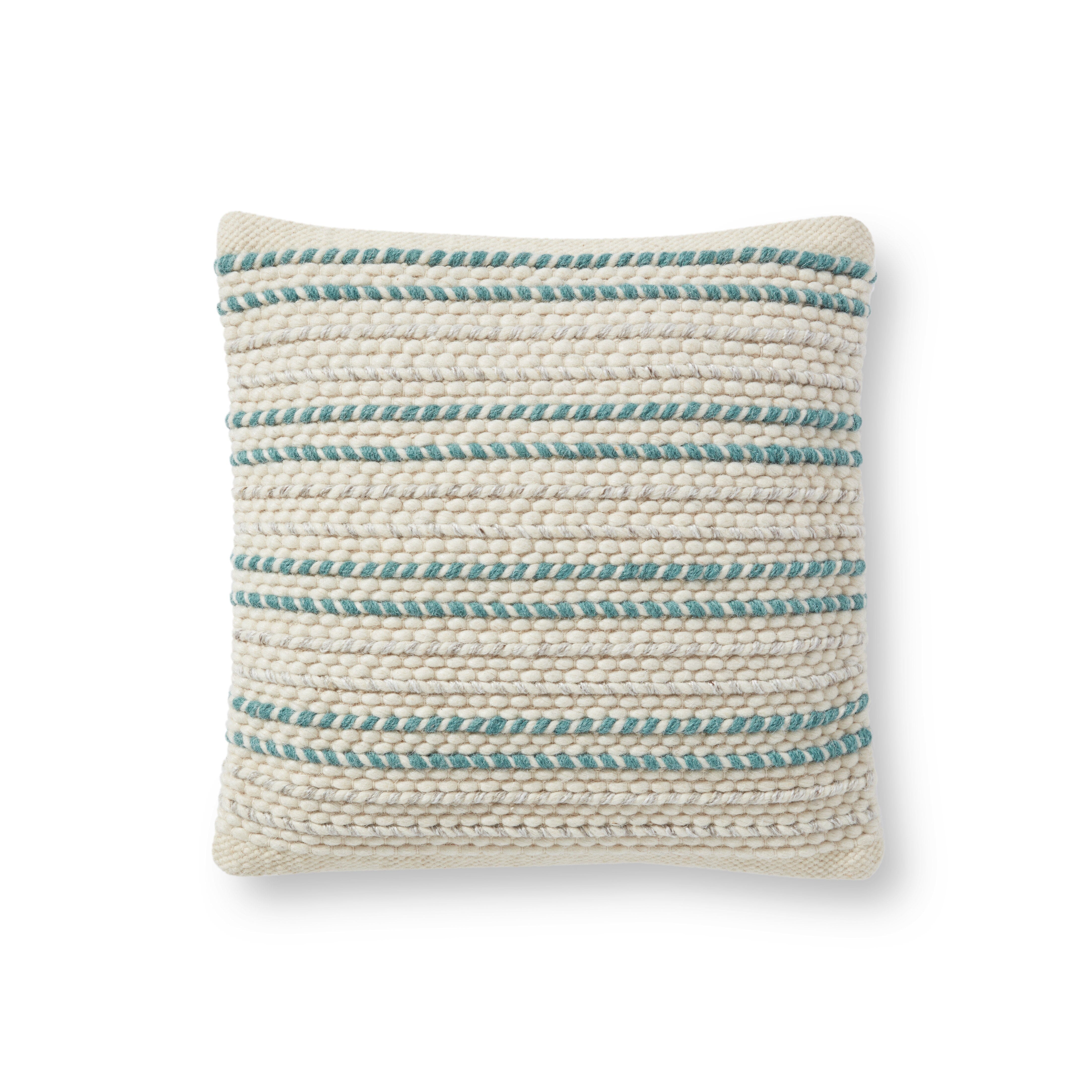 ED Ellen DeGeneres Crafted by Loloi Pillow | Beige / Teal ED Ellen DeGeneres Crafted by Loloi