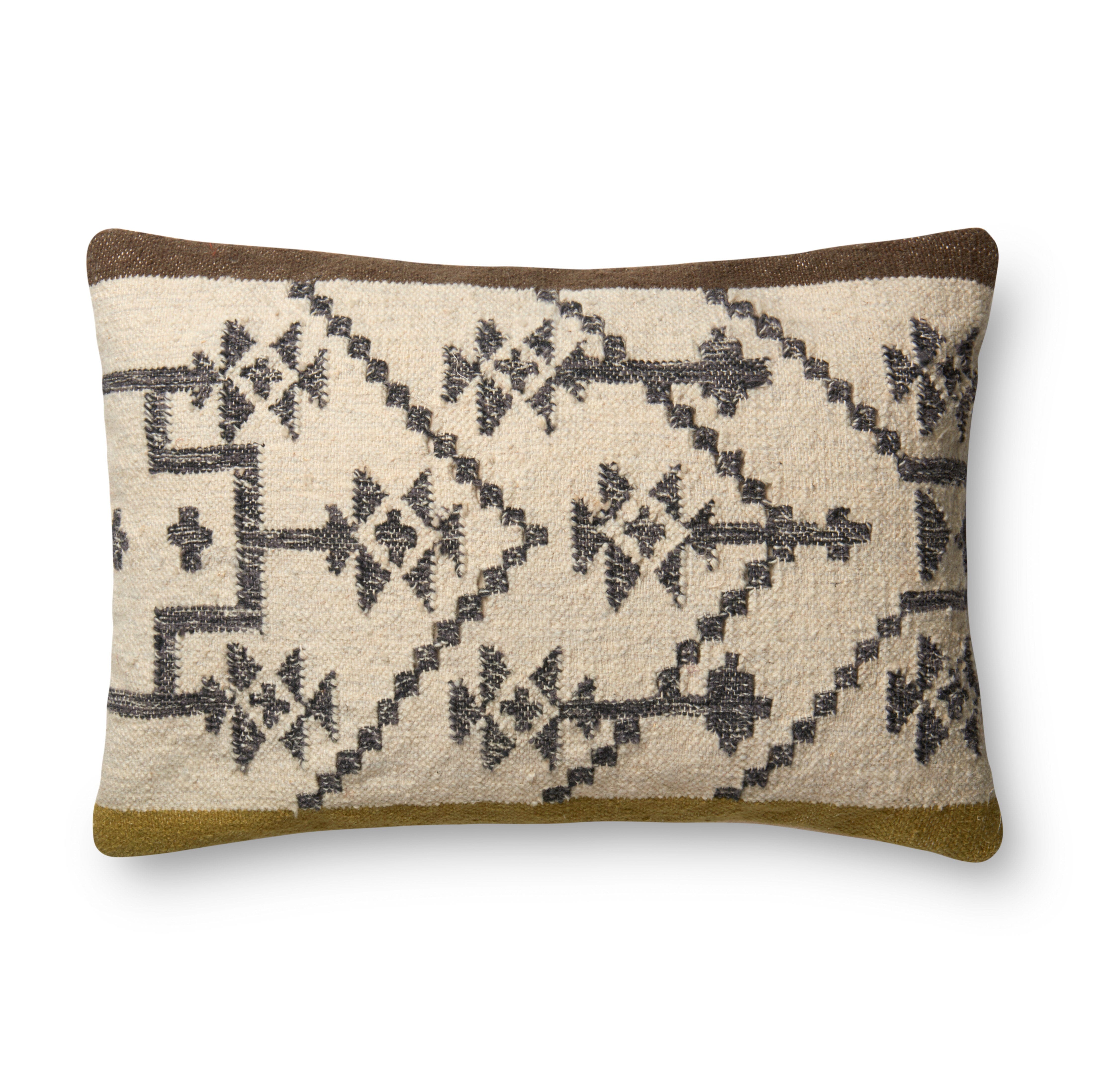 ED Ellen DeGeneres Crafted by Loloi Pillow | Olive / Taupe ED Ellen DeGeneres Crafted by Loloi