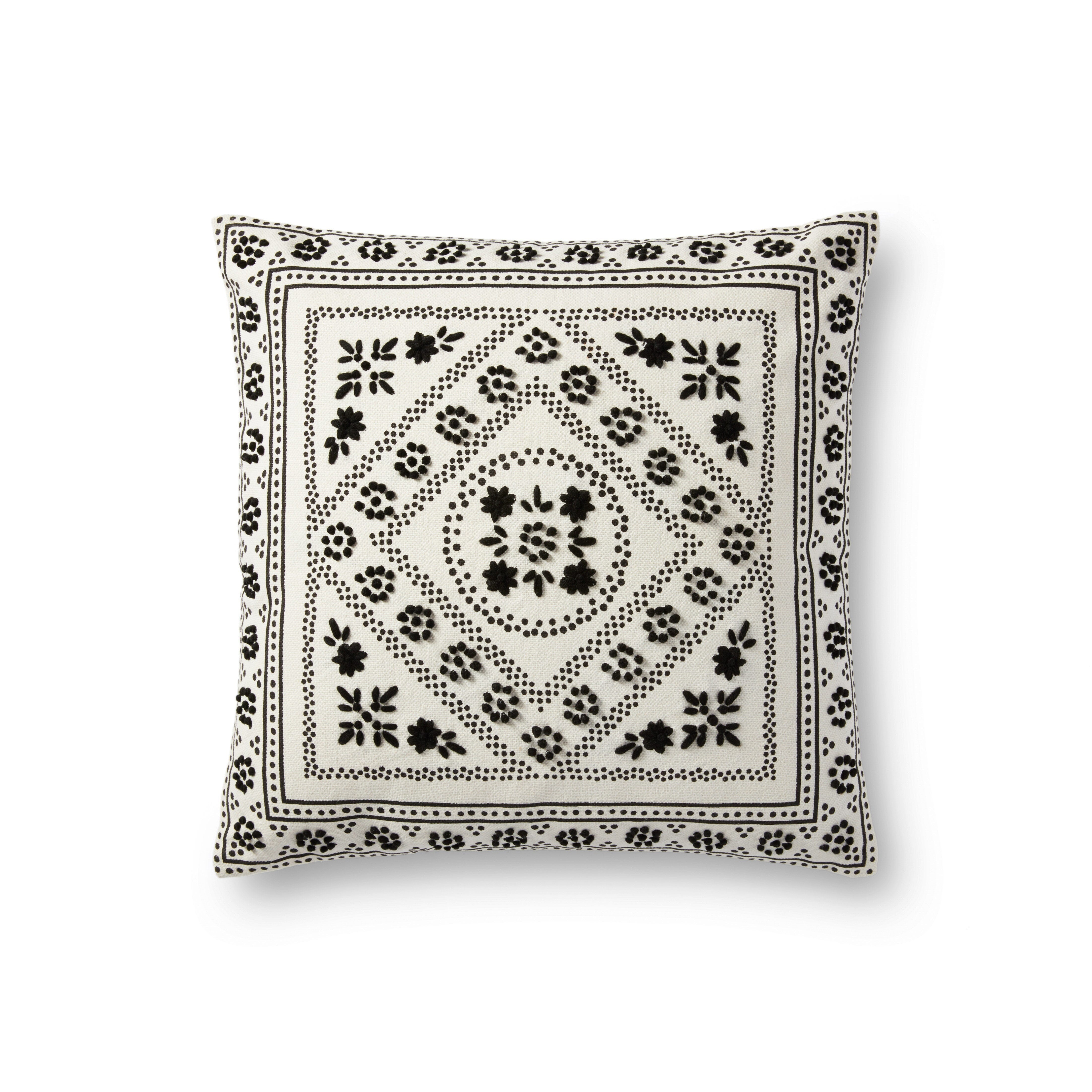 ED Ellen DeGeneres Crafted by Loloi Pillow | White / Black ED Ellen DeGeneres Crafted by Loloi