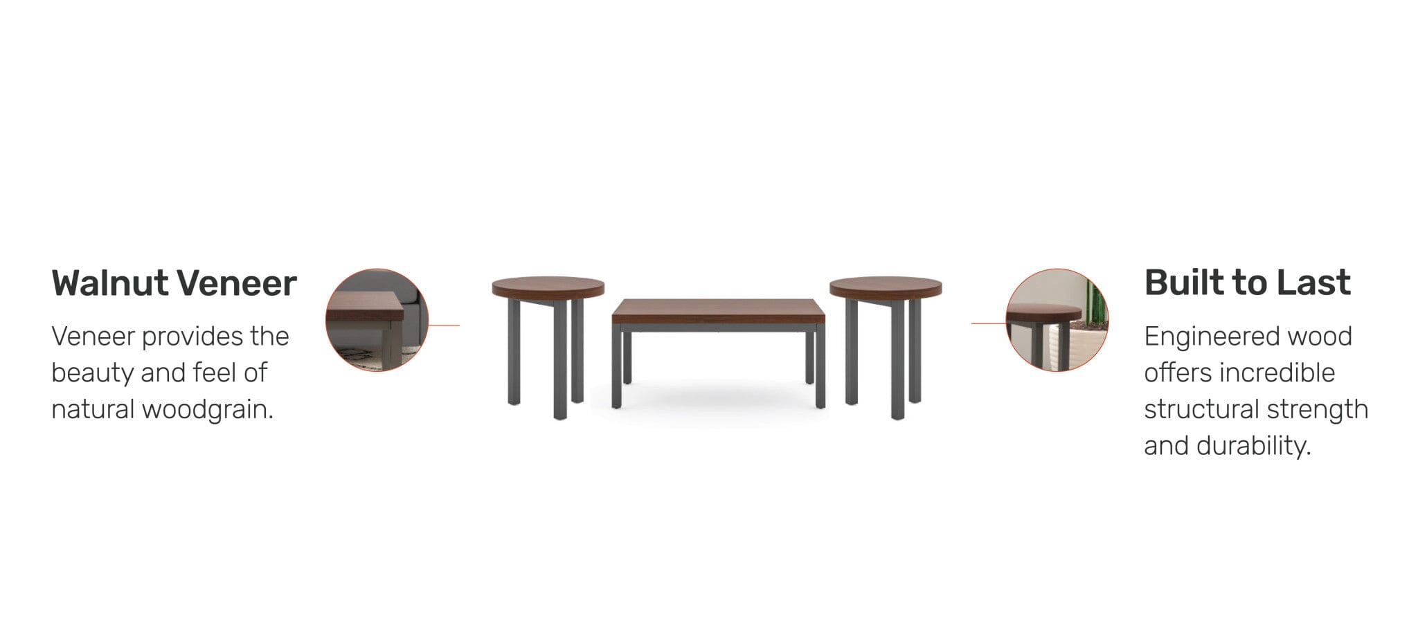 Modern & Contemporary 3-Piece Coffee Table Set By Merge Coffee Table Merge