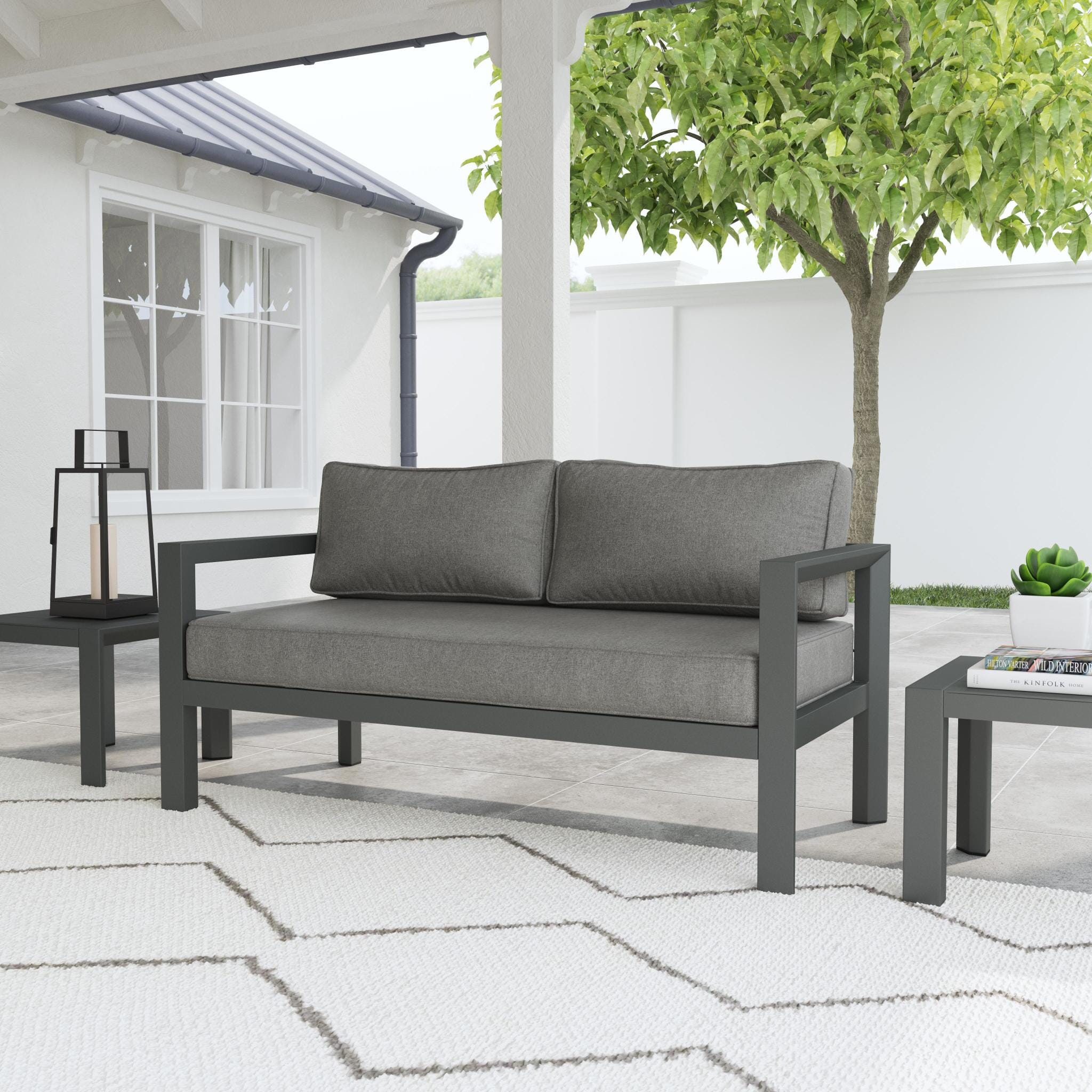 Modern & Contemporary Outdoor Aluminum Loveseat By Grayton Outdoor Seating Grayton