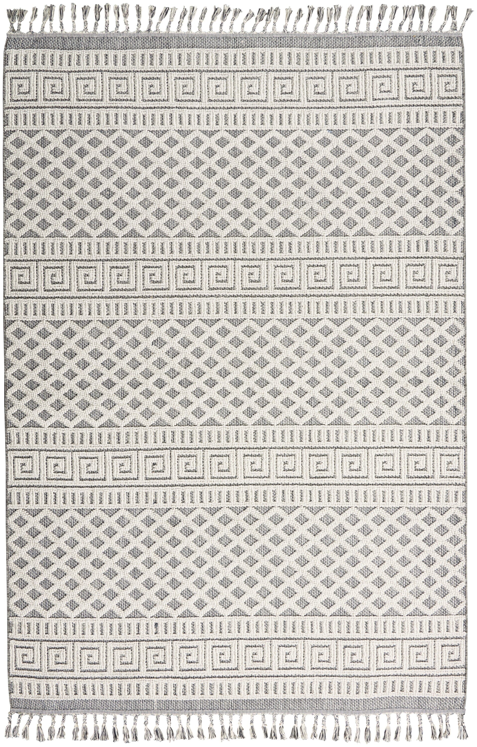 Nourison Paxton 5'3' x 7'11' Ivory/Slate Modern Indoor Rug | Huck 