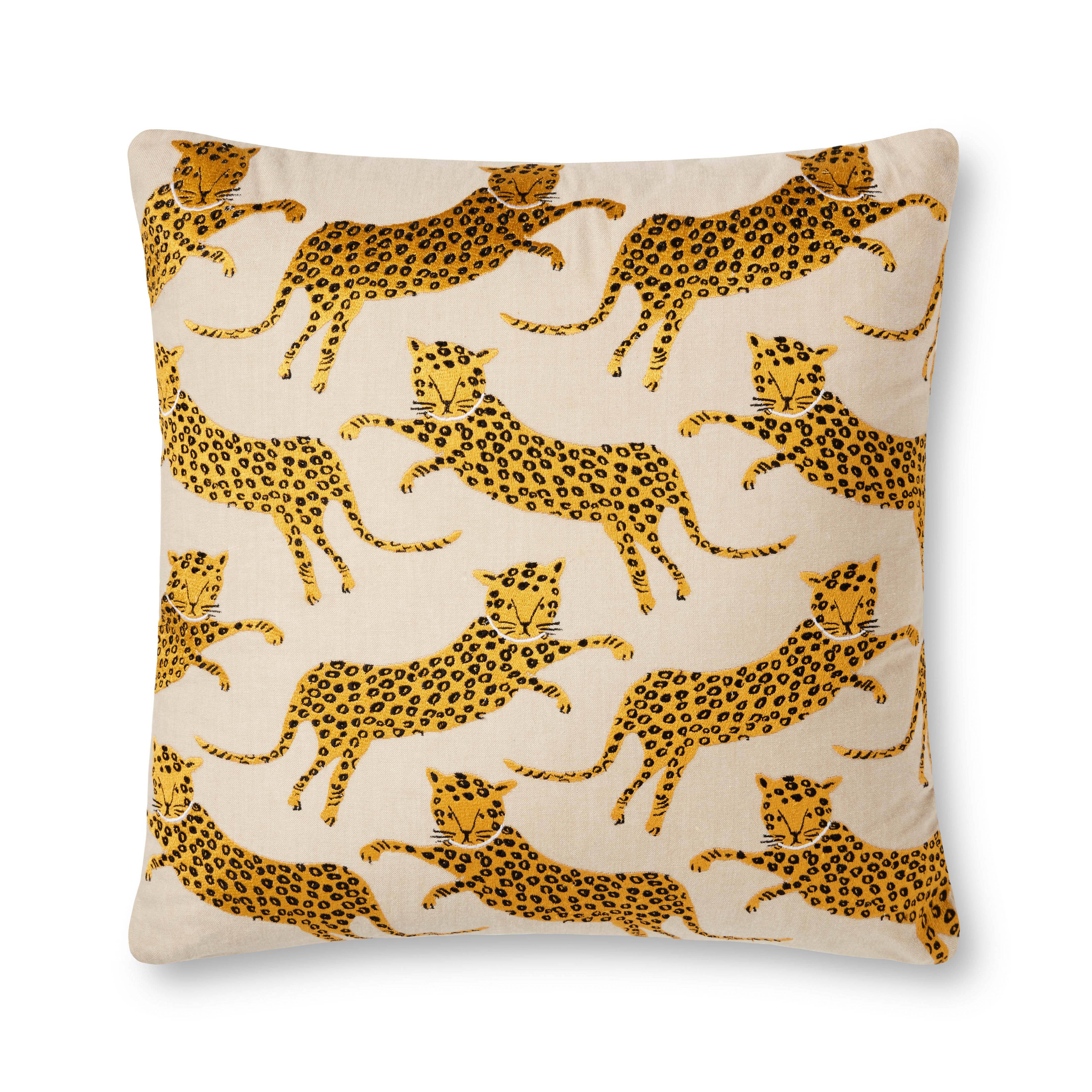 Rifle Paper Co. x Loloi Pillow | Leap of Leopards Embroidered Pillow