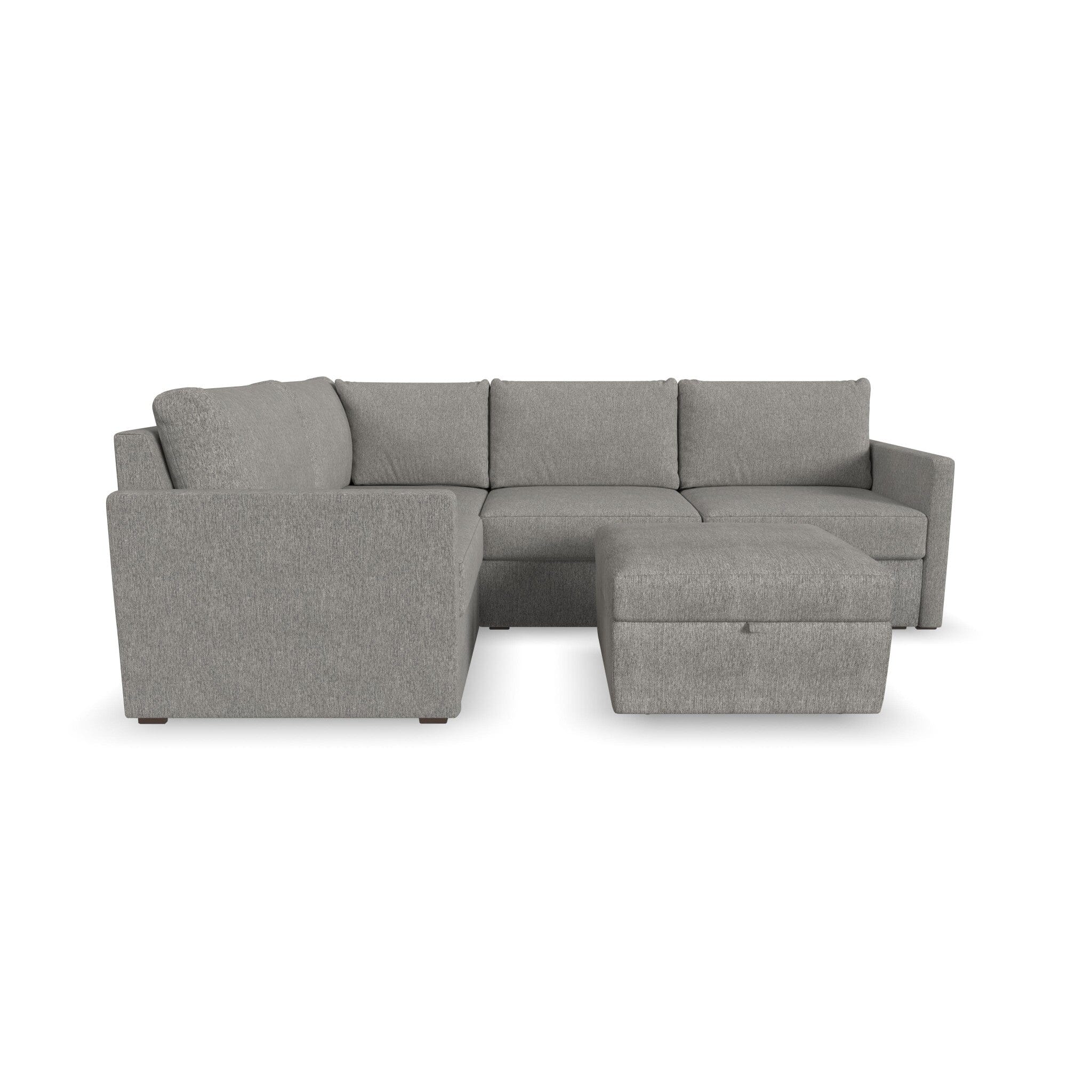 Traditional 4-Seat Sectional with Narrow Arm and Storage Ottoman By Flex Sectional Flex