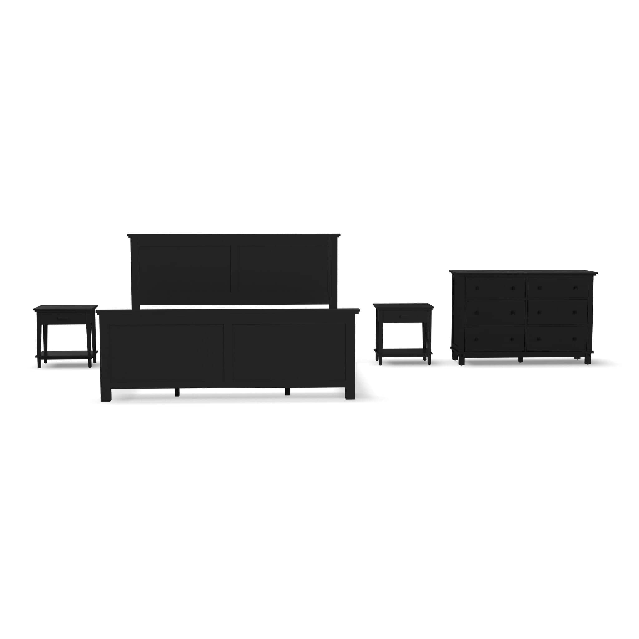 Traditional King Bed, Two Nightstands and Dresser By Oak Park | Huck & Peck Traditional King Bed, Two Nightstands and Dresser By Oak Park | Huck & Peck