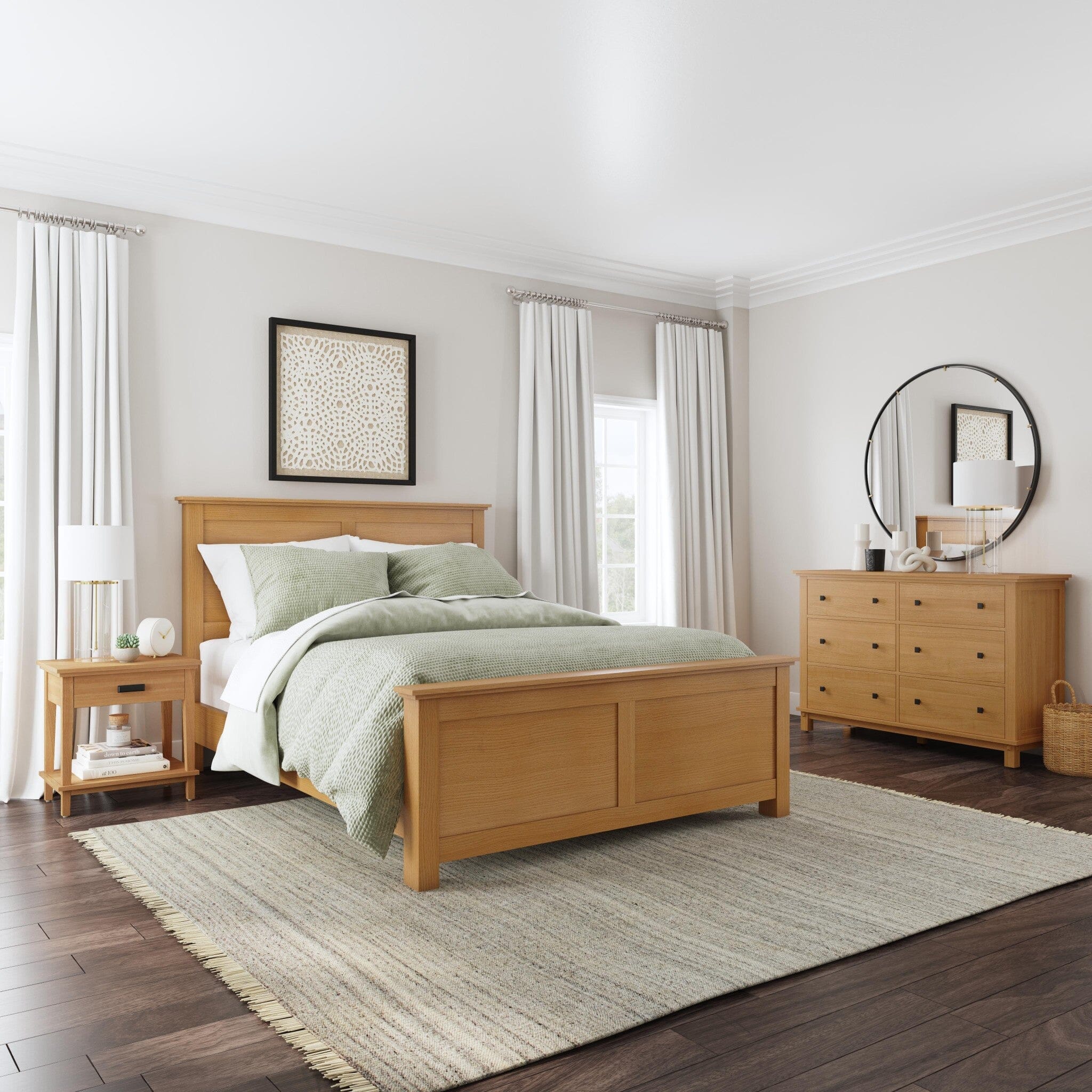 Traditional Queen Bed, Nightstand and Dresser By Oak Park Queen Bed Oak Park