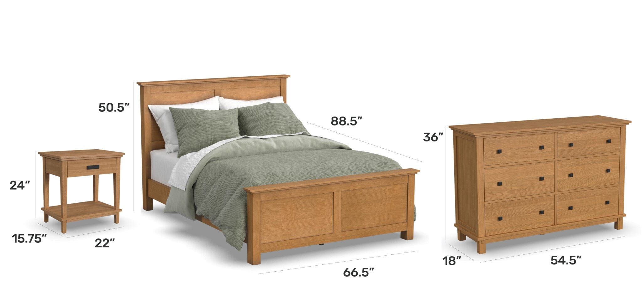 Traditional Queen Bed, Nightstand and Dresser By Oak Park Queen Bed Oak Park