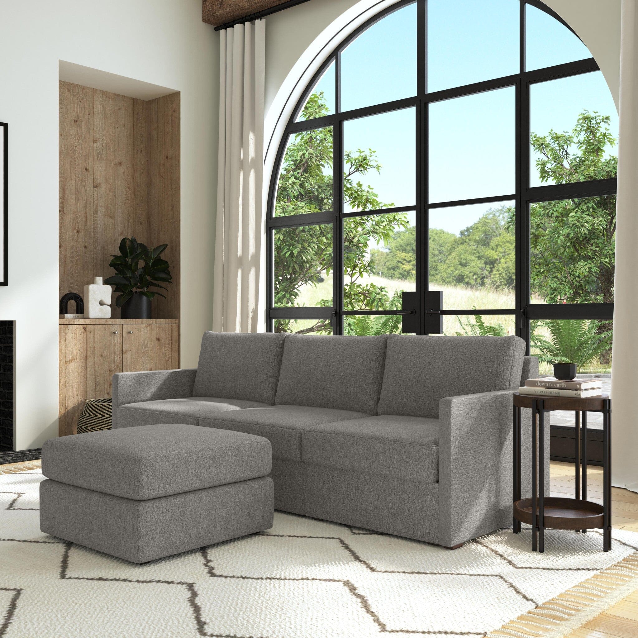 Traditional Sofa with Narrow Arm and Ottoman By Flex Sofa Flex