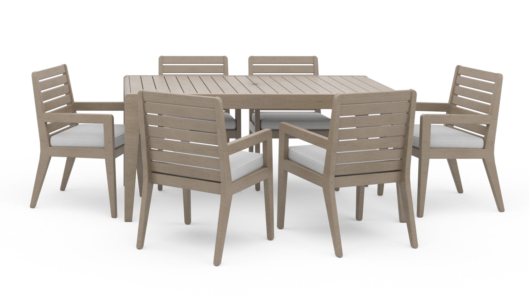 Transitional Outdoor Dining Table and Six Armchairs By Sustain Outdoor Dining Set Sustain