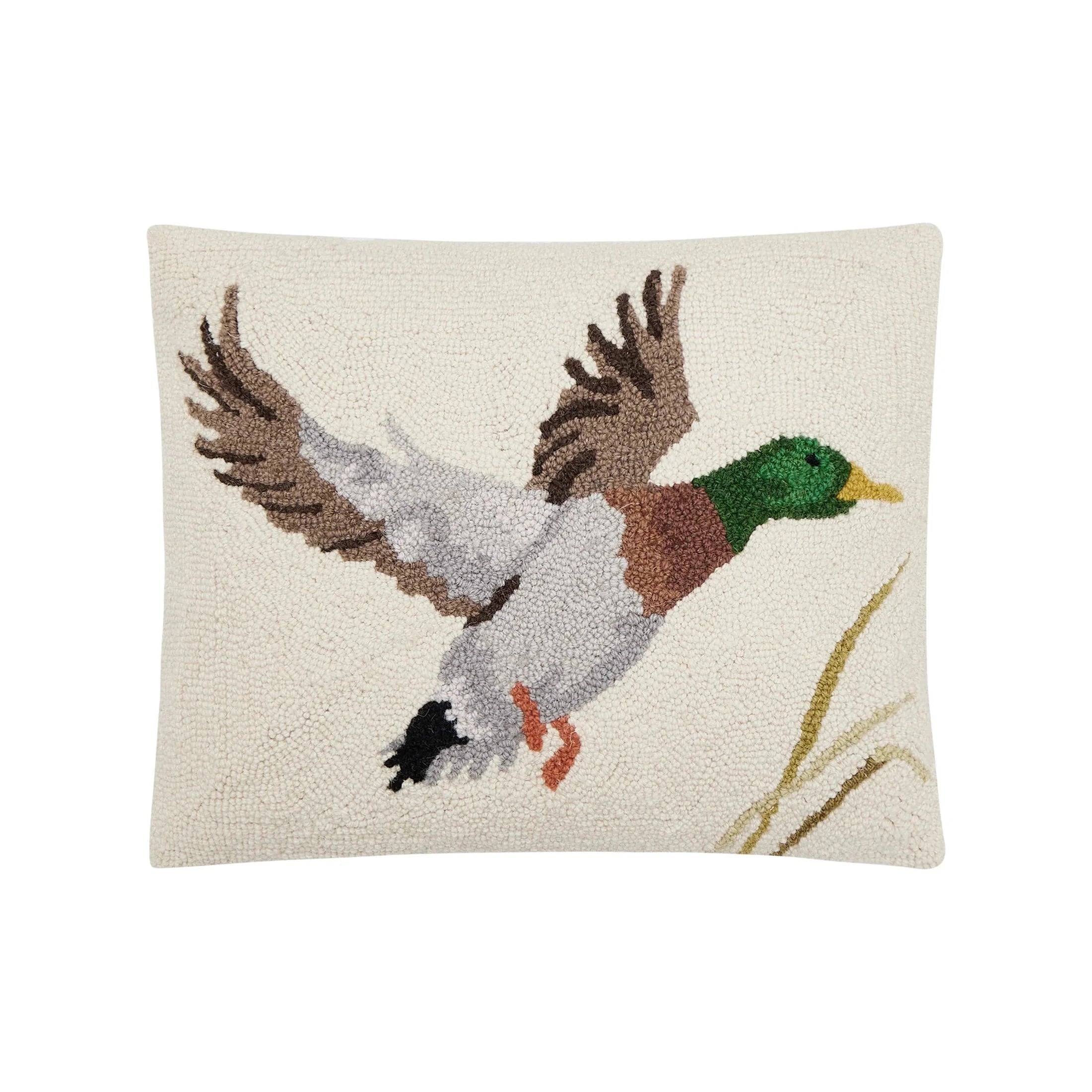 135-30PK1183C20OB.26 MALLARD HOOKED PILLOW PILLOW PEKING HANDICRAFT/FAIRE