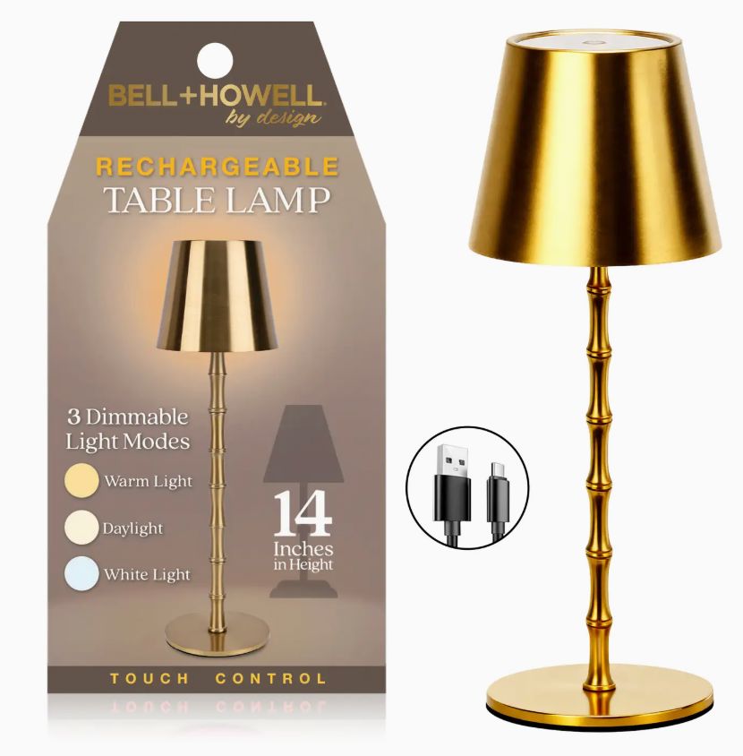 -6830.26 LED GOLD CORDLESS LAMP TABLE LAMP GOTHAM STEEL/GRANITESTONE/FAIRE