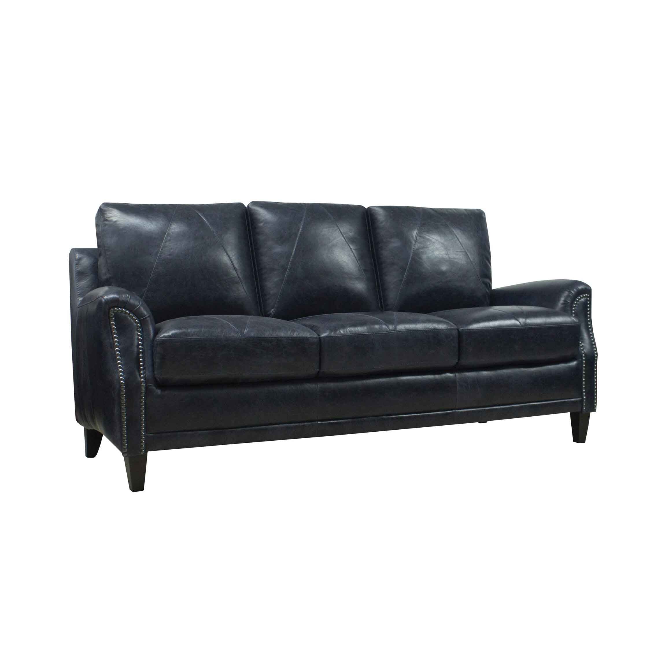 Ansley 82" Blue Leather Sofa SOFA Huck & Peck