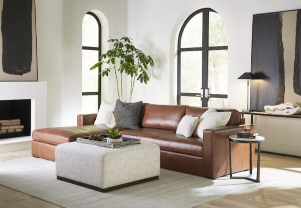 Branden Left Facing Leather Sectional Sectional Huck & Peck