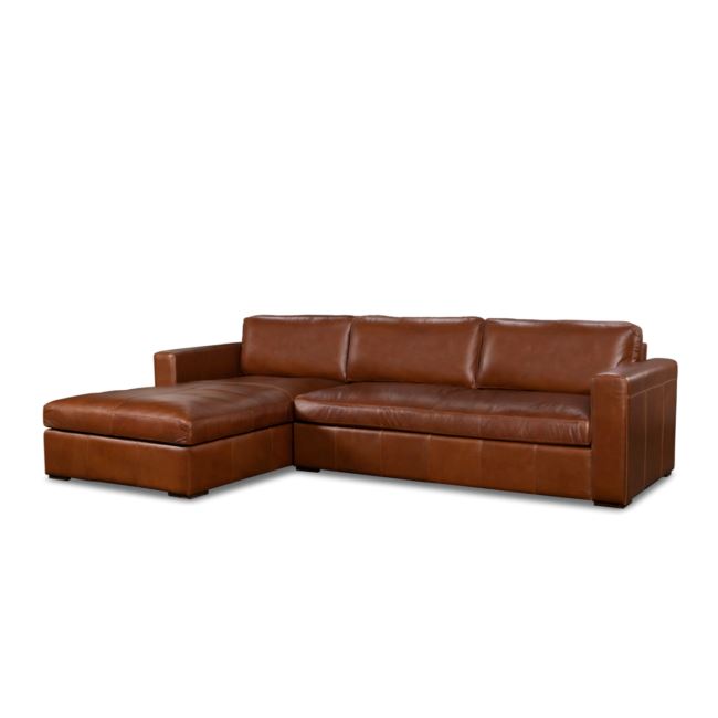 Branden Left Facing Leather Sectional Sectional Huck & Peck