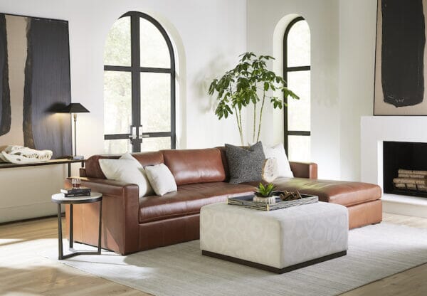 Branden Right Facing Leather Sectional Sectional Huck & Peck