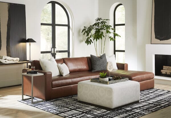 Branden Right Facing Leather Sectional Sectional Huck & Peck