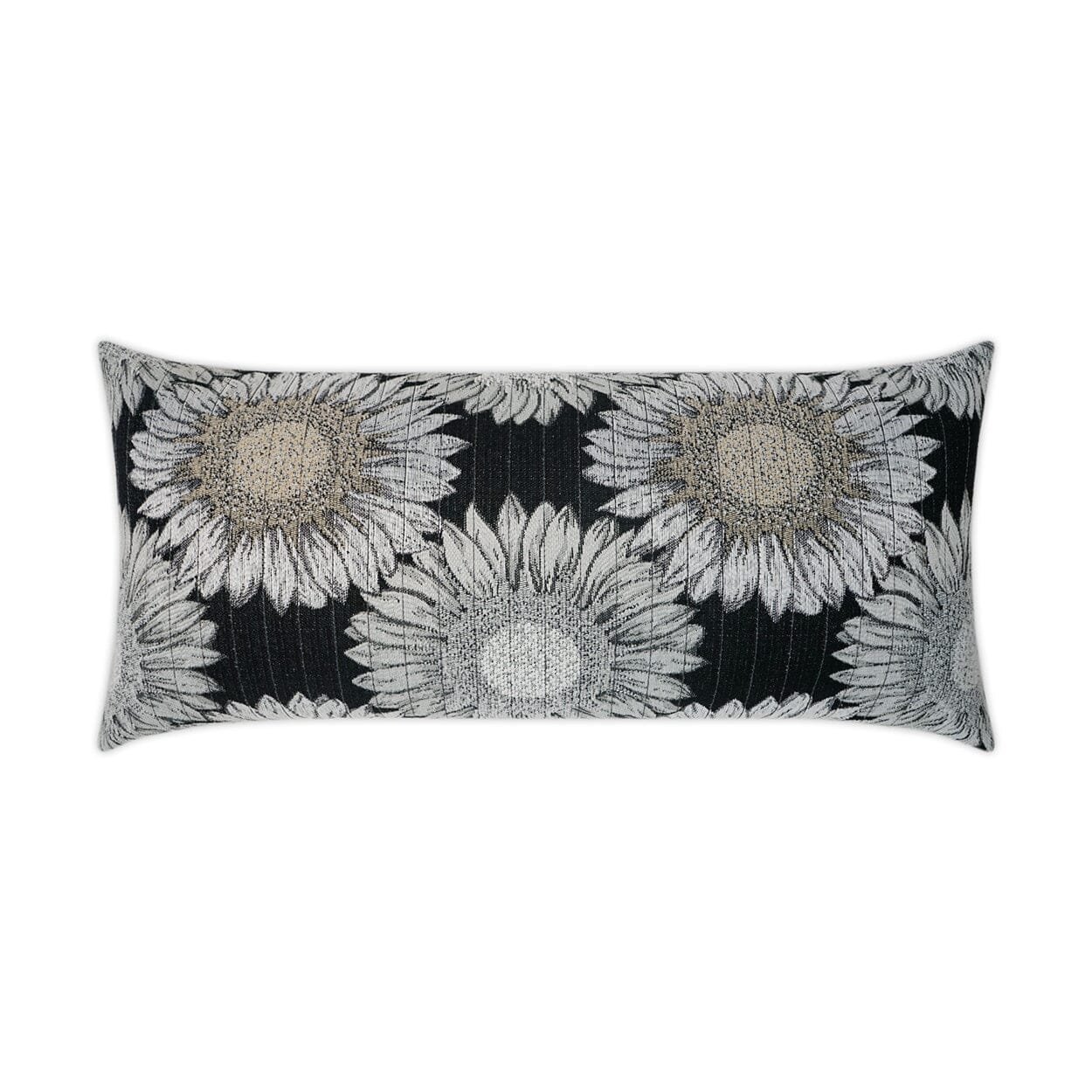 D.V. Kap 12" x 24" Outdoor Lumbar Pillow | Daisy Chain Black Pillows D.V Kap Outdoor