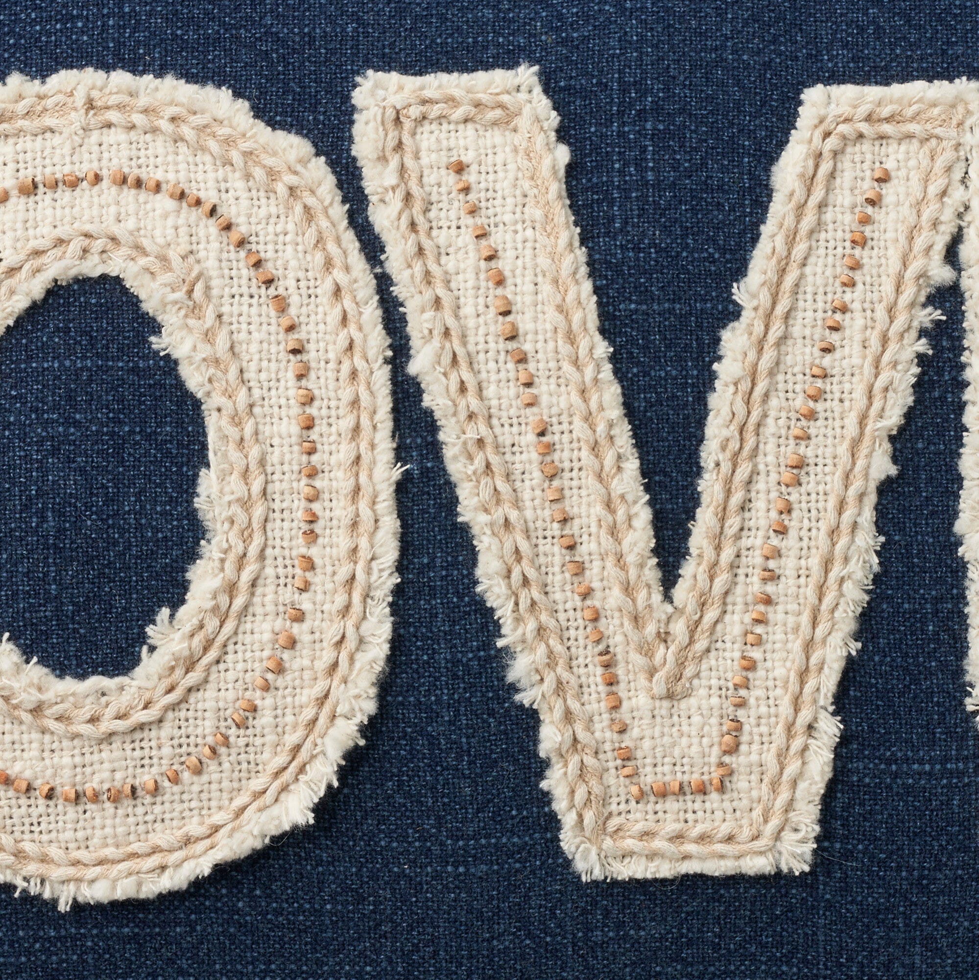 Mina Victory Cover Applq/Beaded Love 14" x 24" Navy Indoor Pillow Covers Mina Victory
