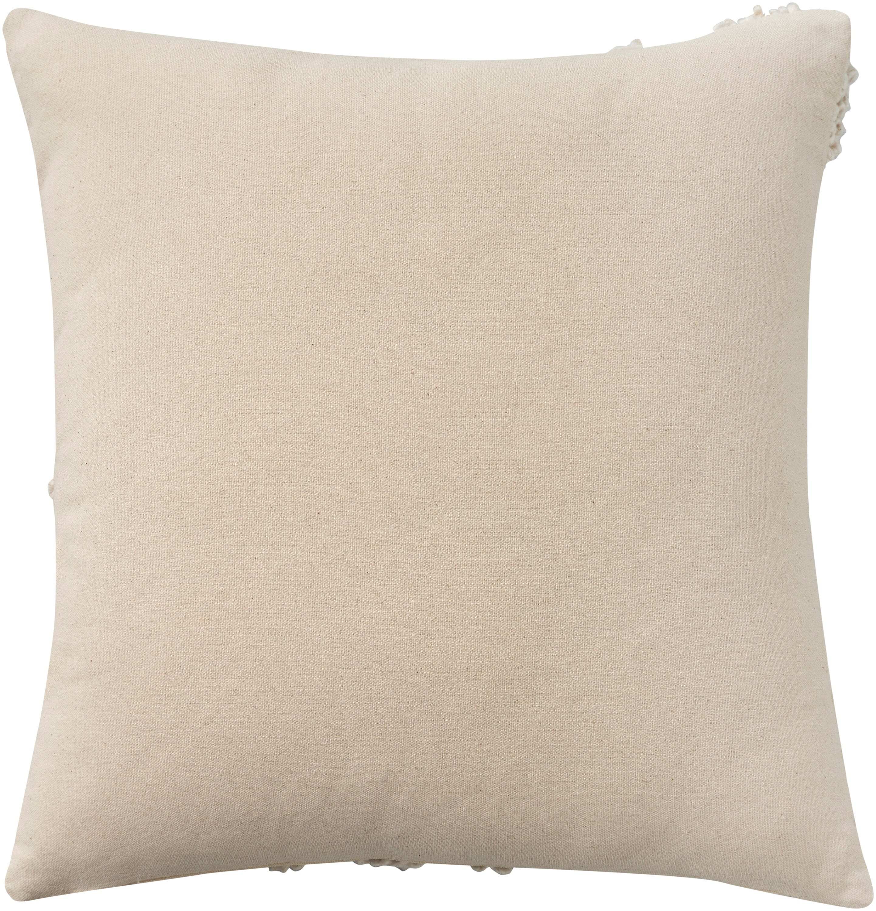 Mina Victory Cover Embrd Leaves 18" x 18" Natural Indoor Pillow Covers Mina Victory