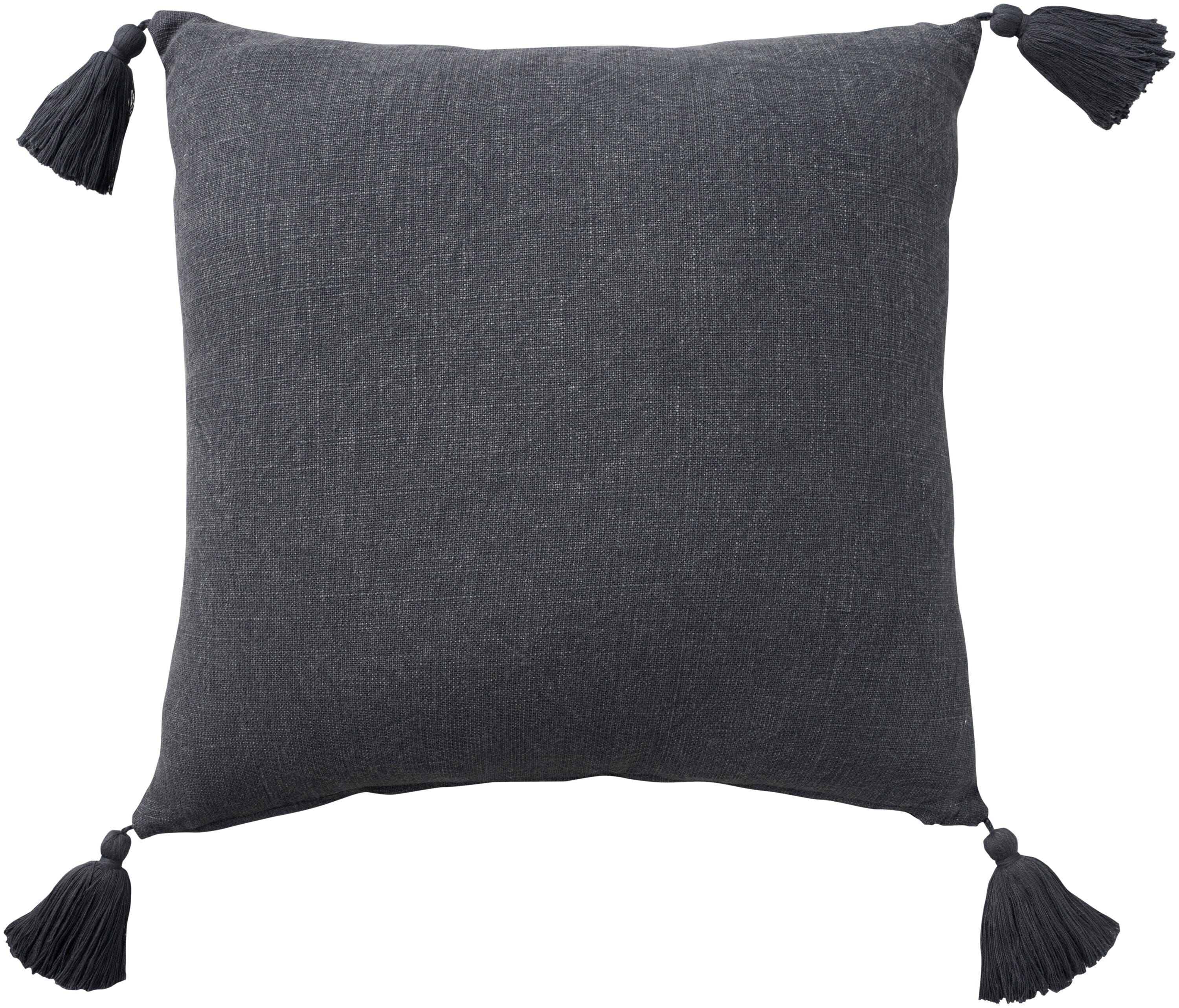 Mina Victory Cover Stitched Floral 20" x 20" Charcoal Indoor Pillow Covers Mina Victory