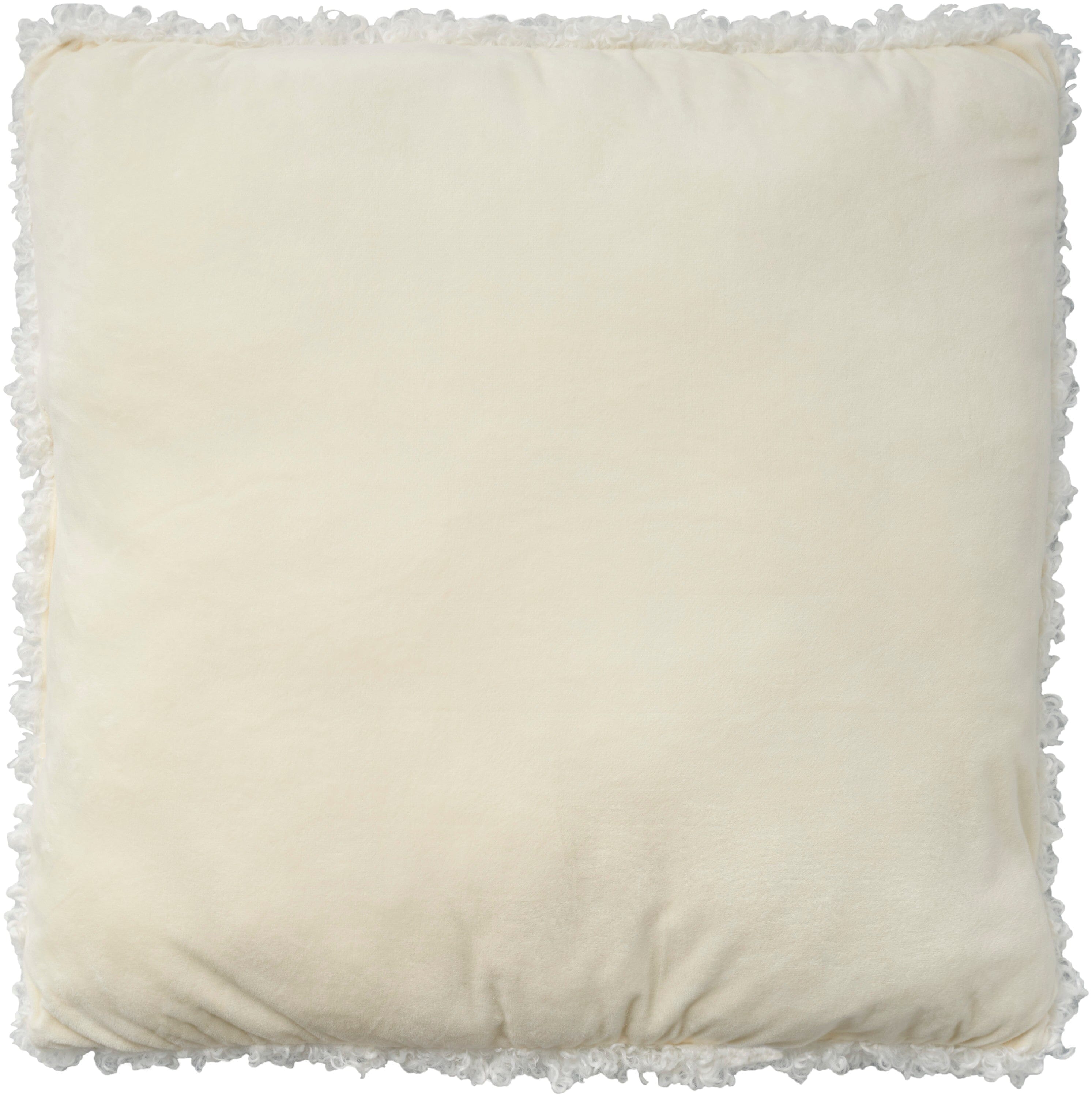 Mina Victory Curly Faux Fur Ivory Throw Pillow 22 x 22