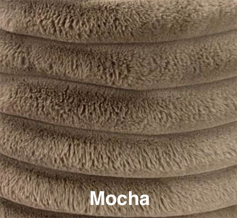 Mocha swatch of John Michael Designs Double Chaise Sofa, fluff monster