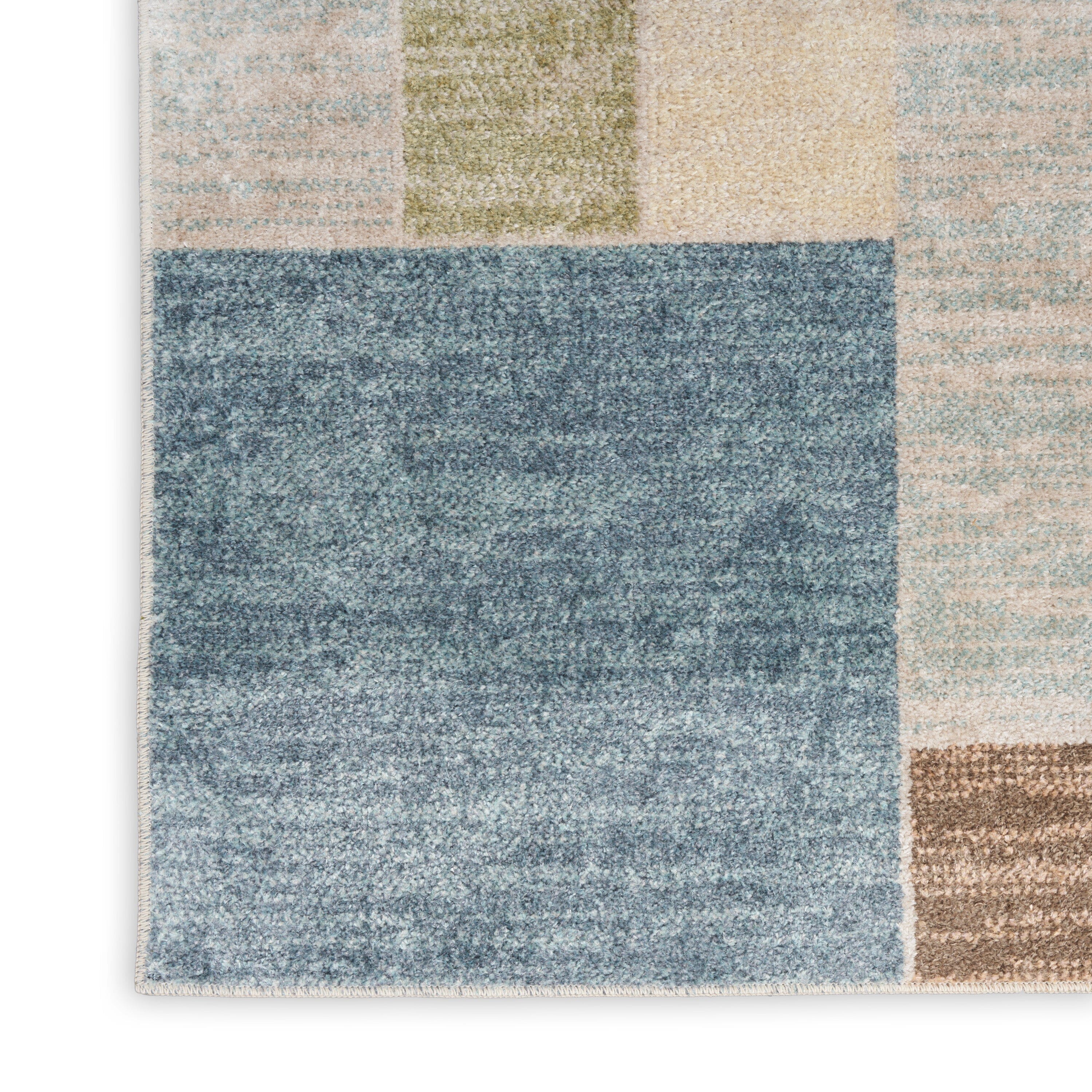 Nourison Astra Machine Washable Blue Green Multi Modern Indoor Rug ASW09 RUG Nourison