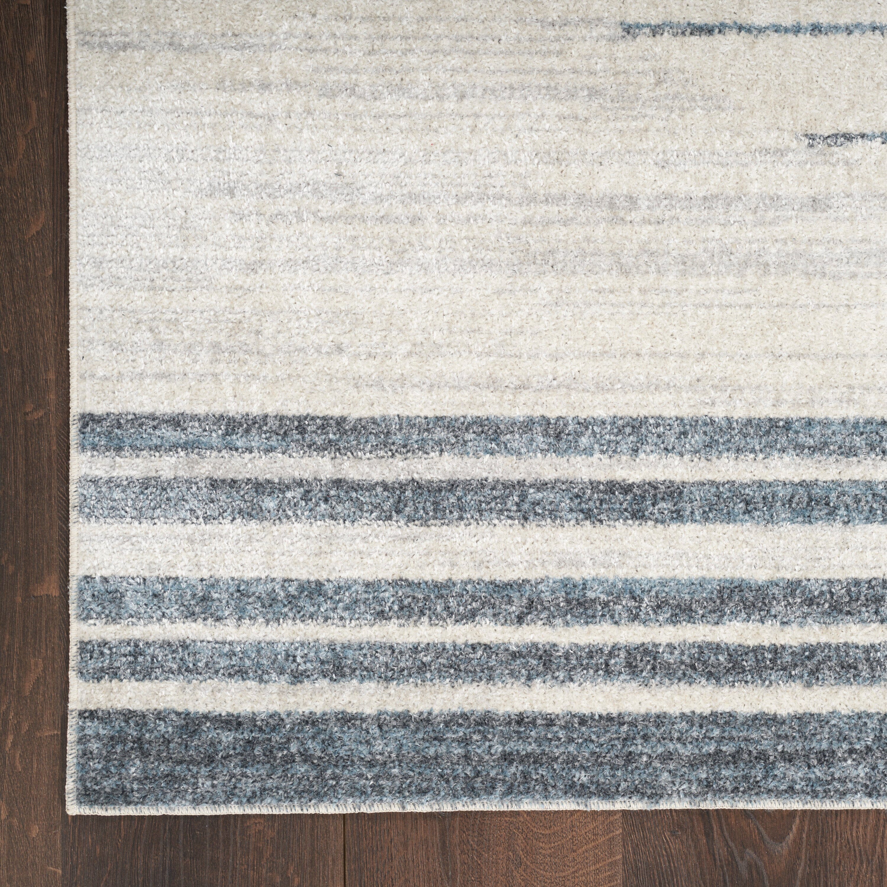 Nourison Astra Machine Washable Ivory Blue Mid-Century Modern Indoor Rug ASW04 RUG Nourison