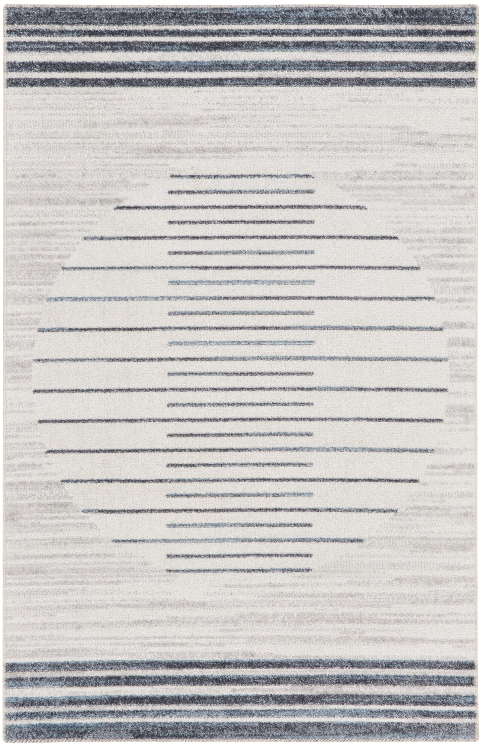 Nourison Astra Machine Washable Ivory Blue Mid-Century Modern Indoor Rug ASW04 RUG Nourison