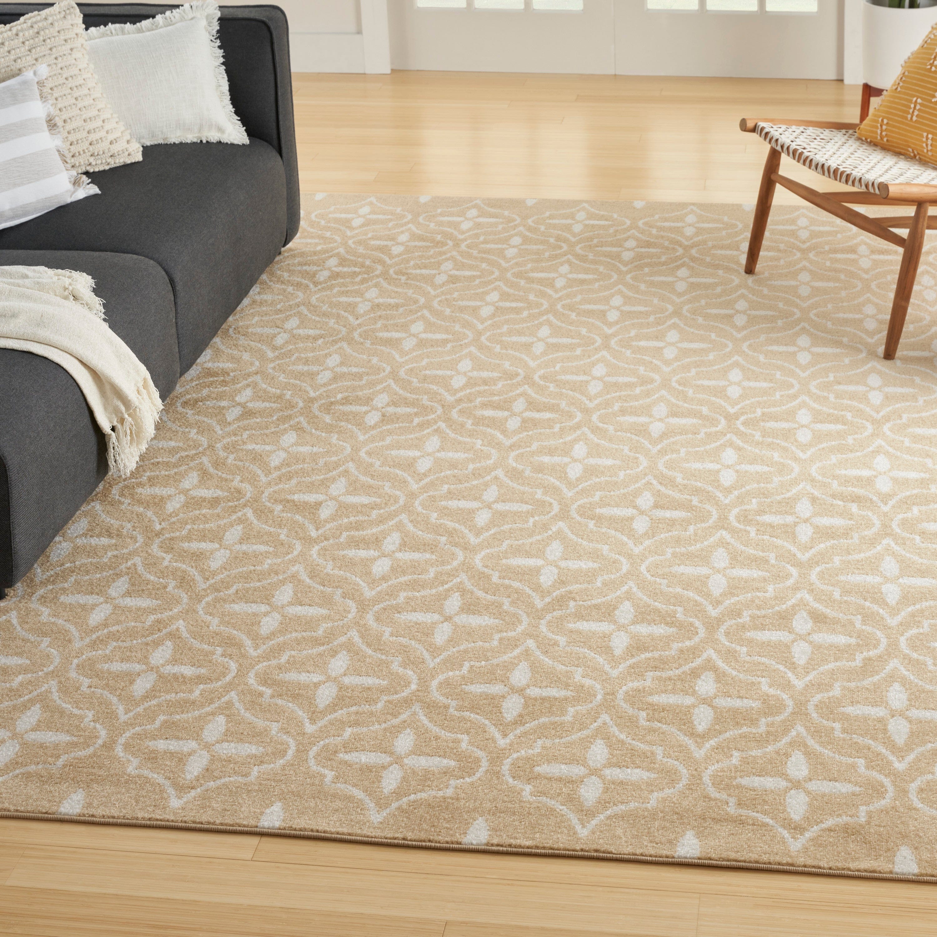 Nourison Essentials Beige Ivory Modern Rug RUG Nourison