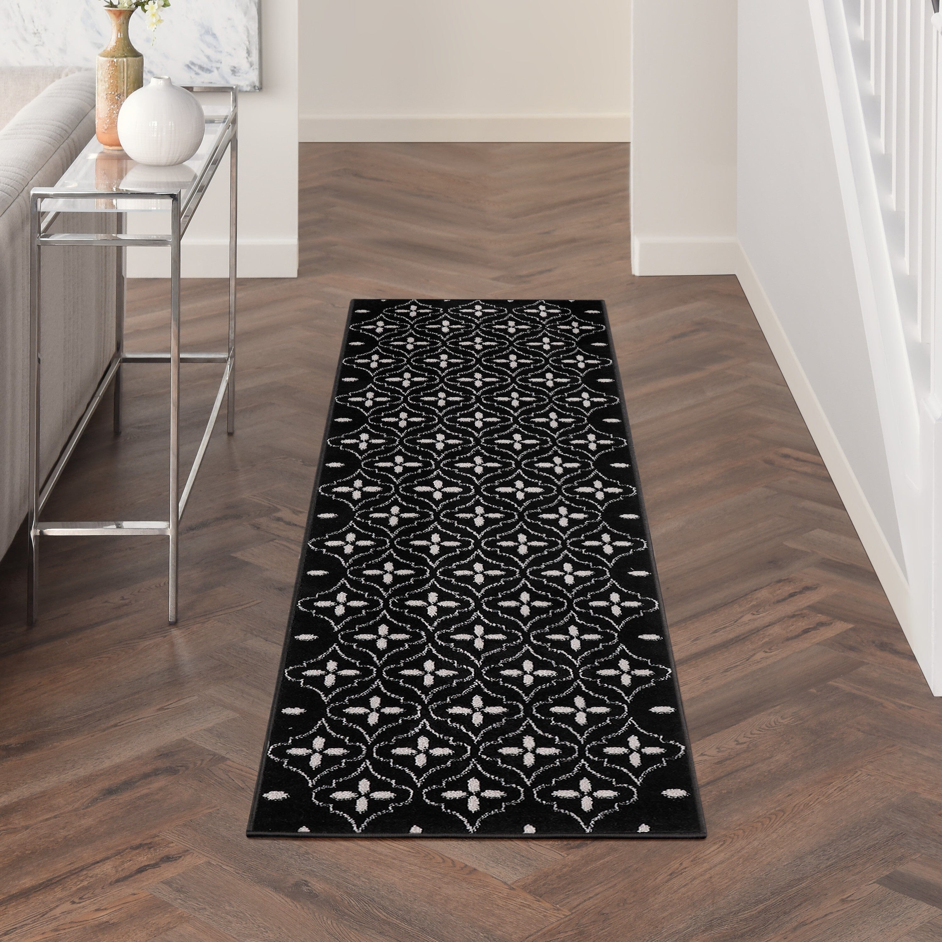 Nourison Essentials Black Ivory Modern Rug RUG Nourison