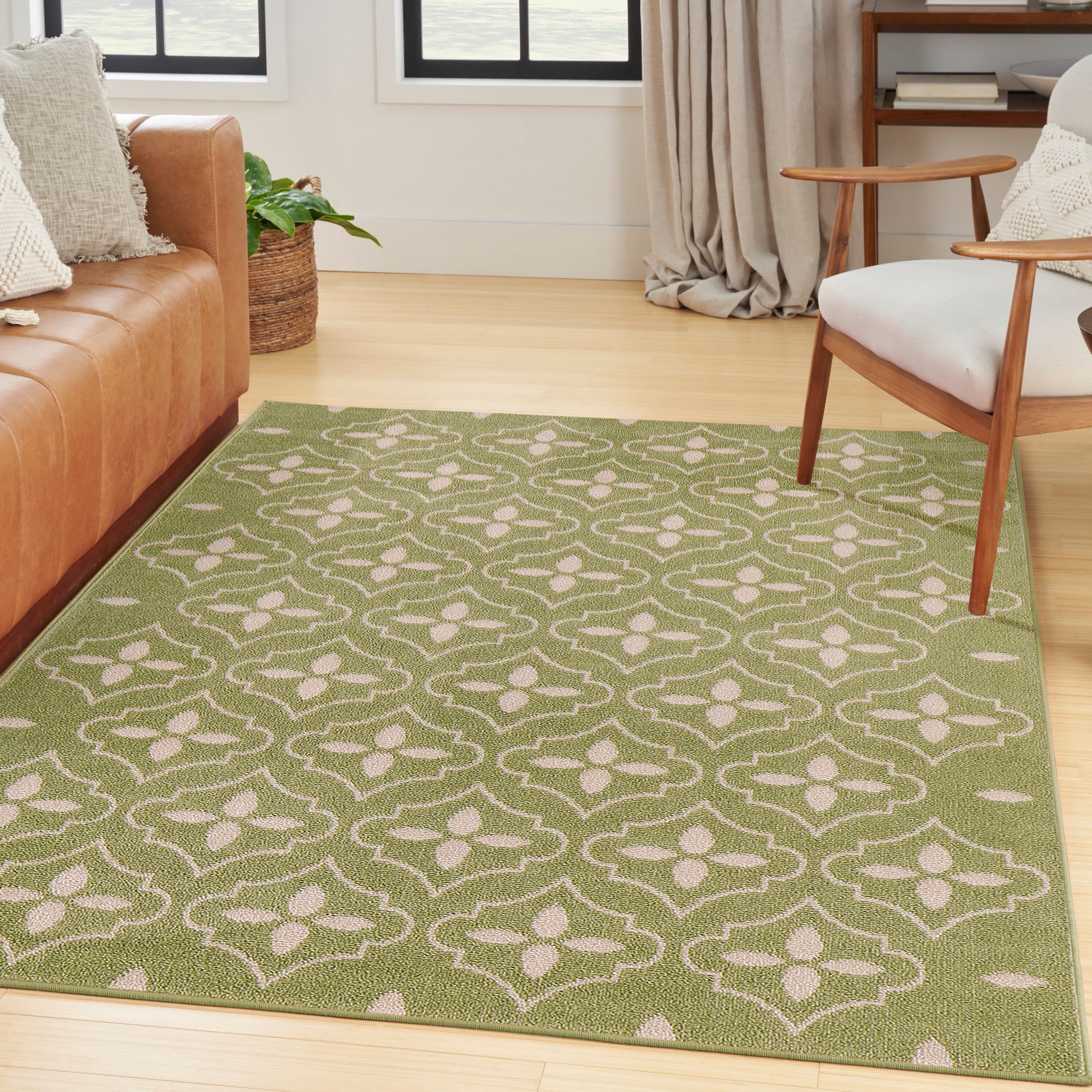 Nourison Essentials Green Ivory Modern Rug RUG Nourison