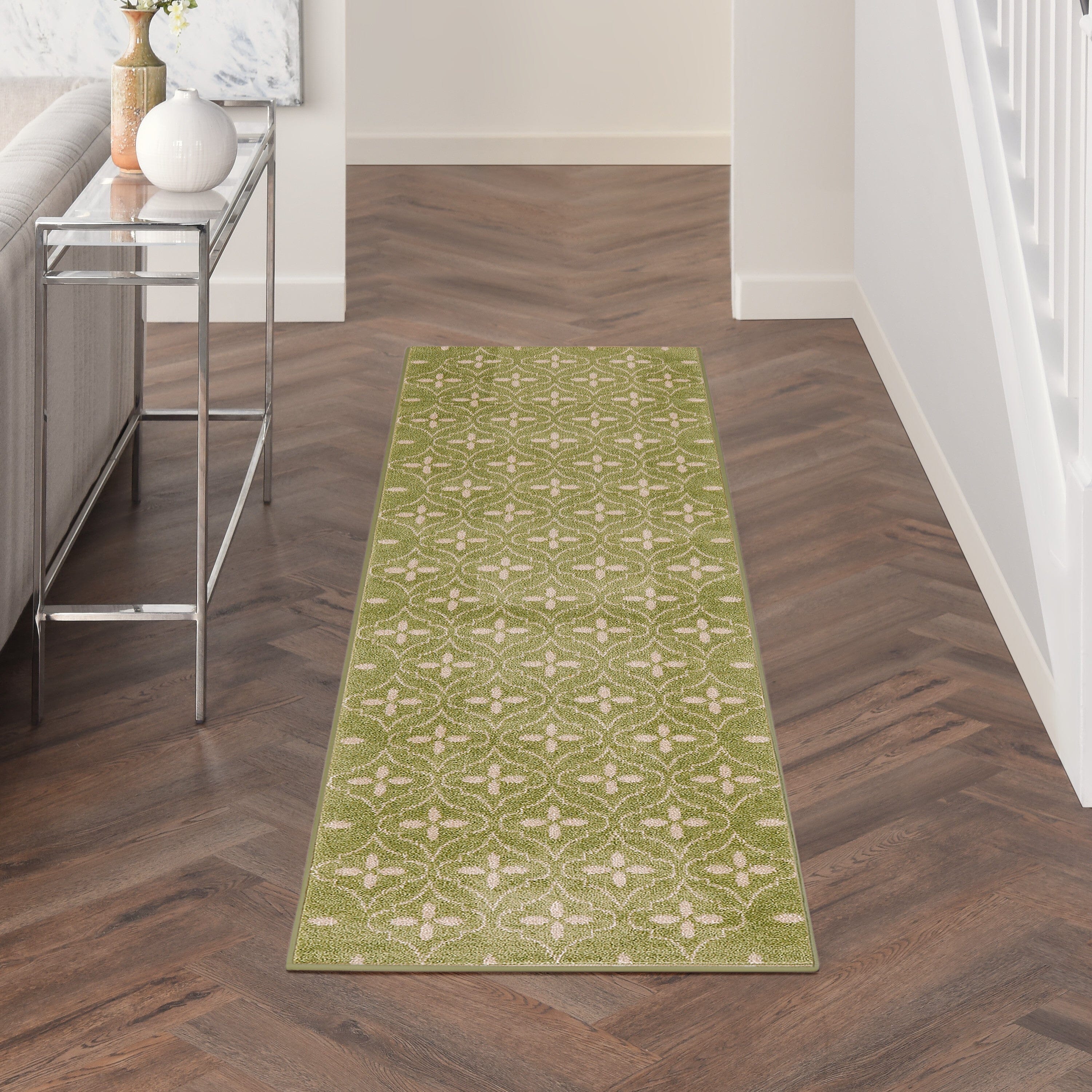 Nourison Essentials Green Ivory Modern Rug RUG Nourison