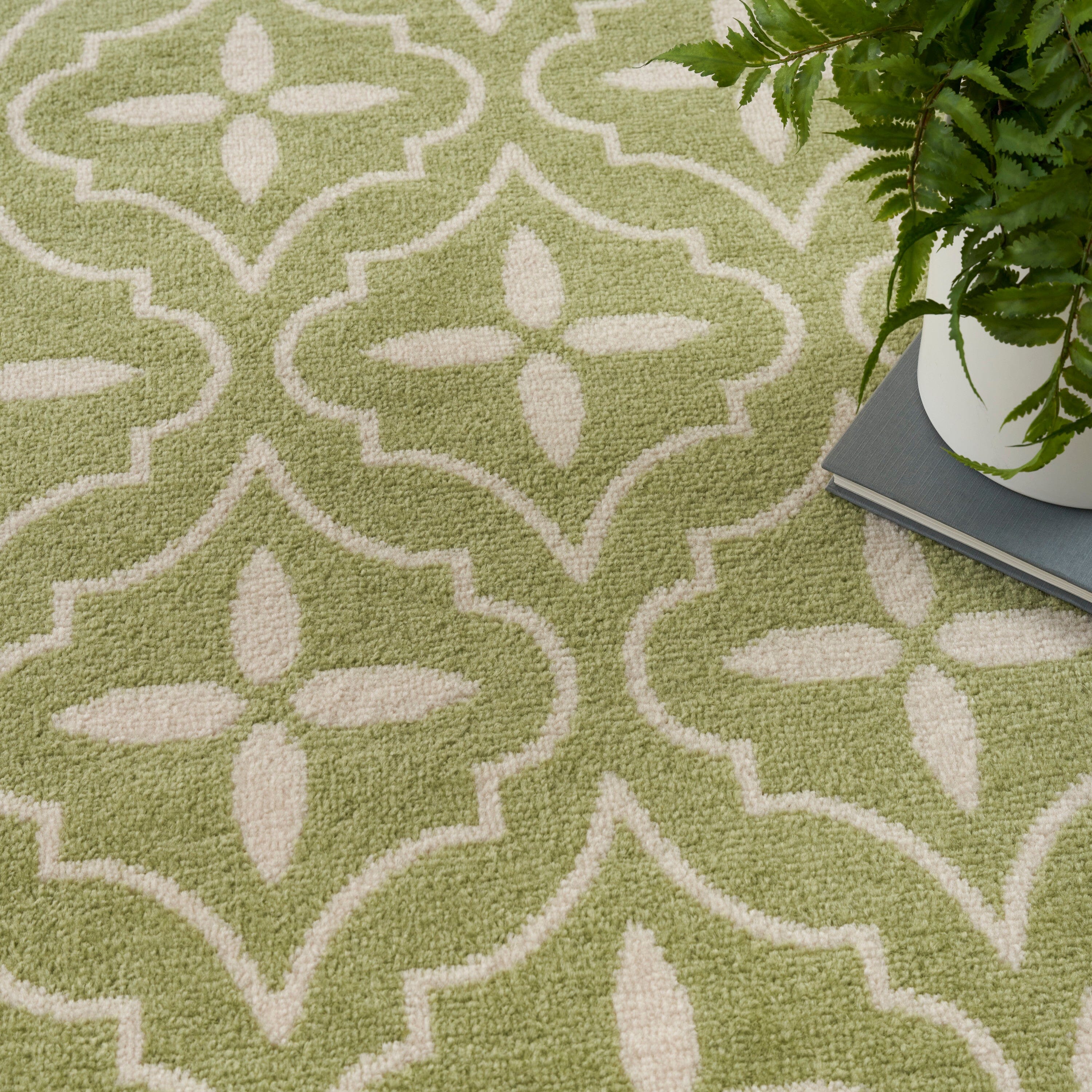 Nourison Essentials Green Ivory Modern Rug RUG Nourison