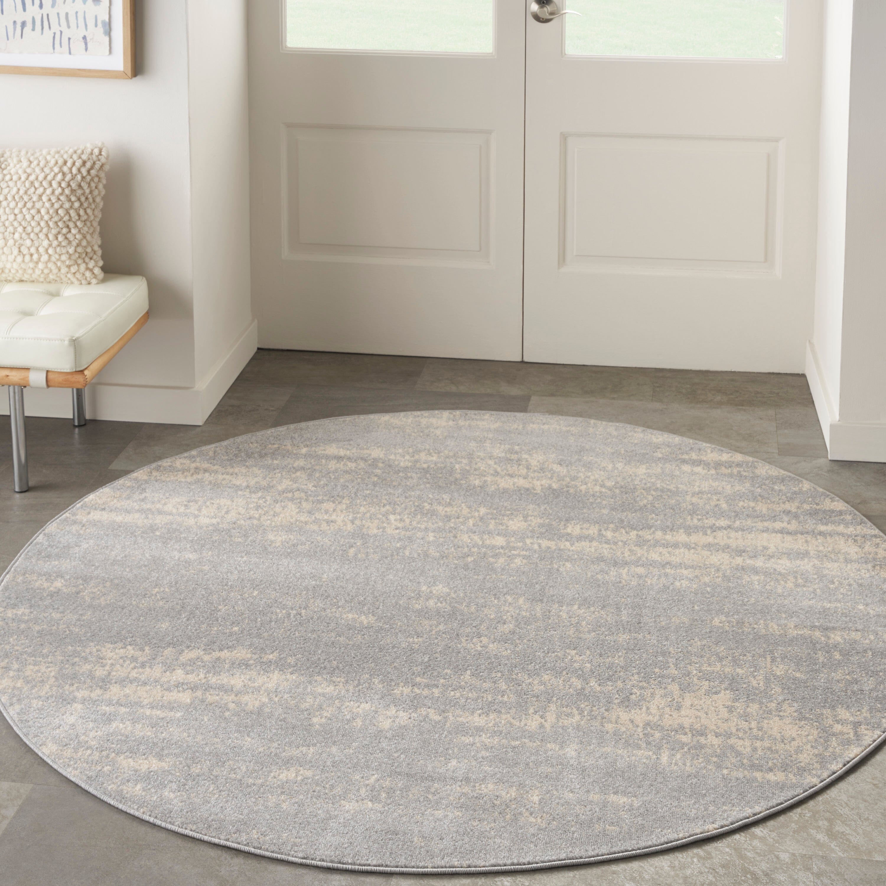 Nourison Essentials Grey Beige Modern Rug RUG Nourison