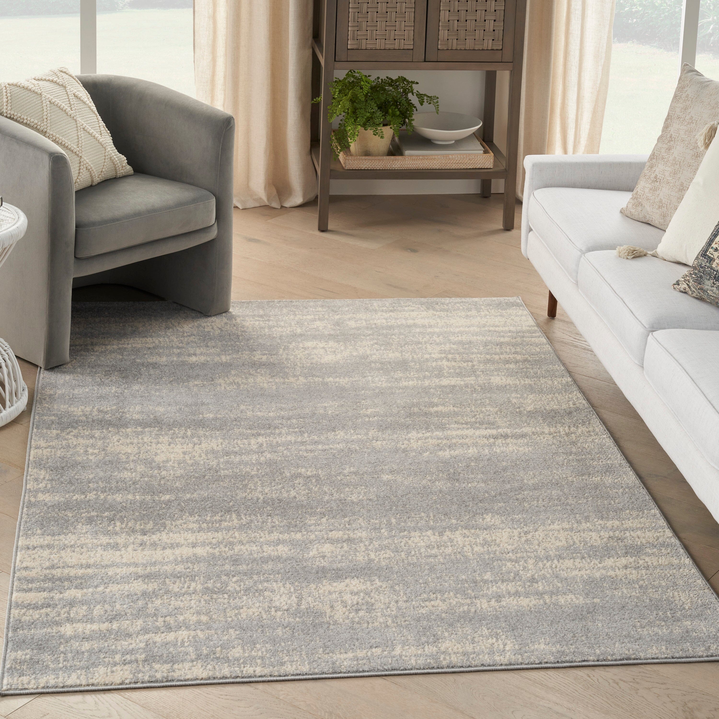 Nourison Essentials Grey Beige Modern Rug RUG Nourison