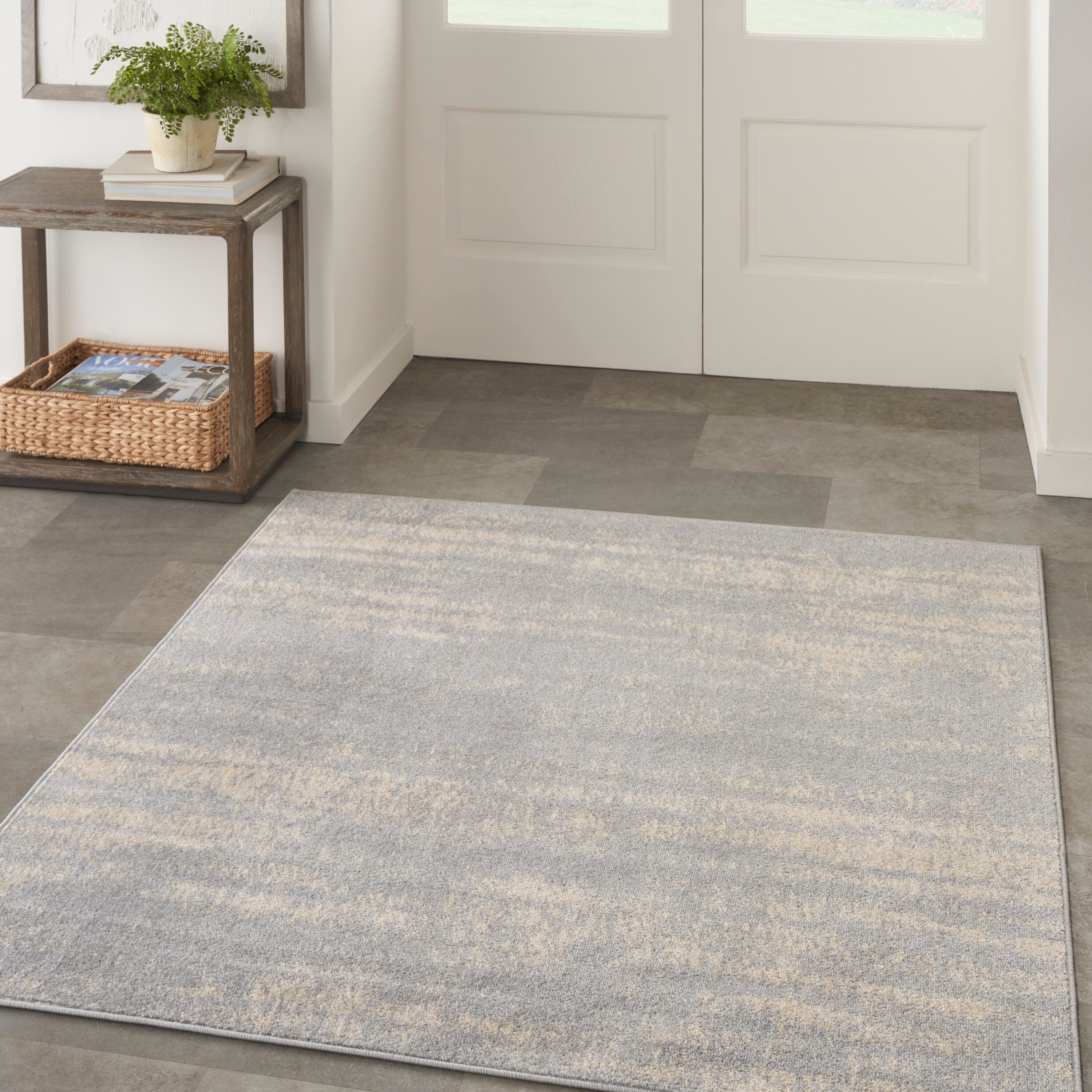 Nourison Essentials Grey Beige Modern Rug RUG Nourison