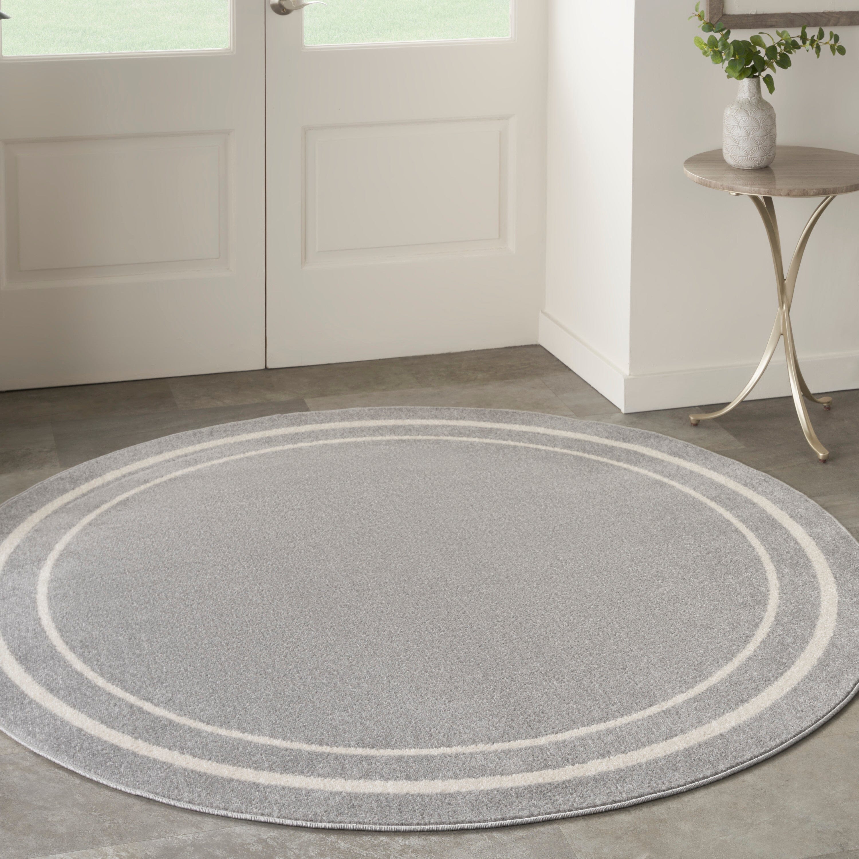 Nourison Essentials Grey Ivory Contemporary Rug RUG Nourison