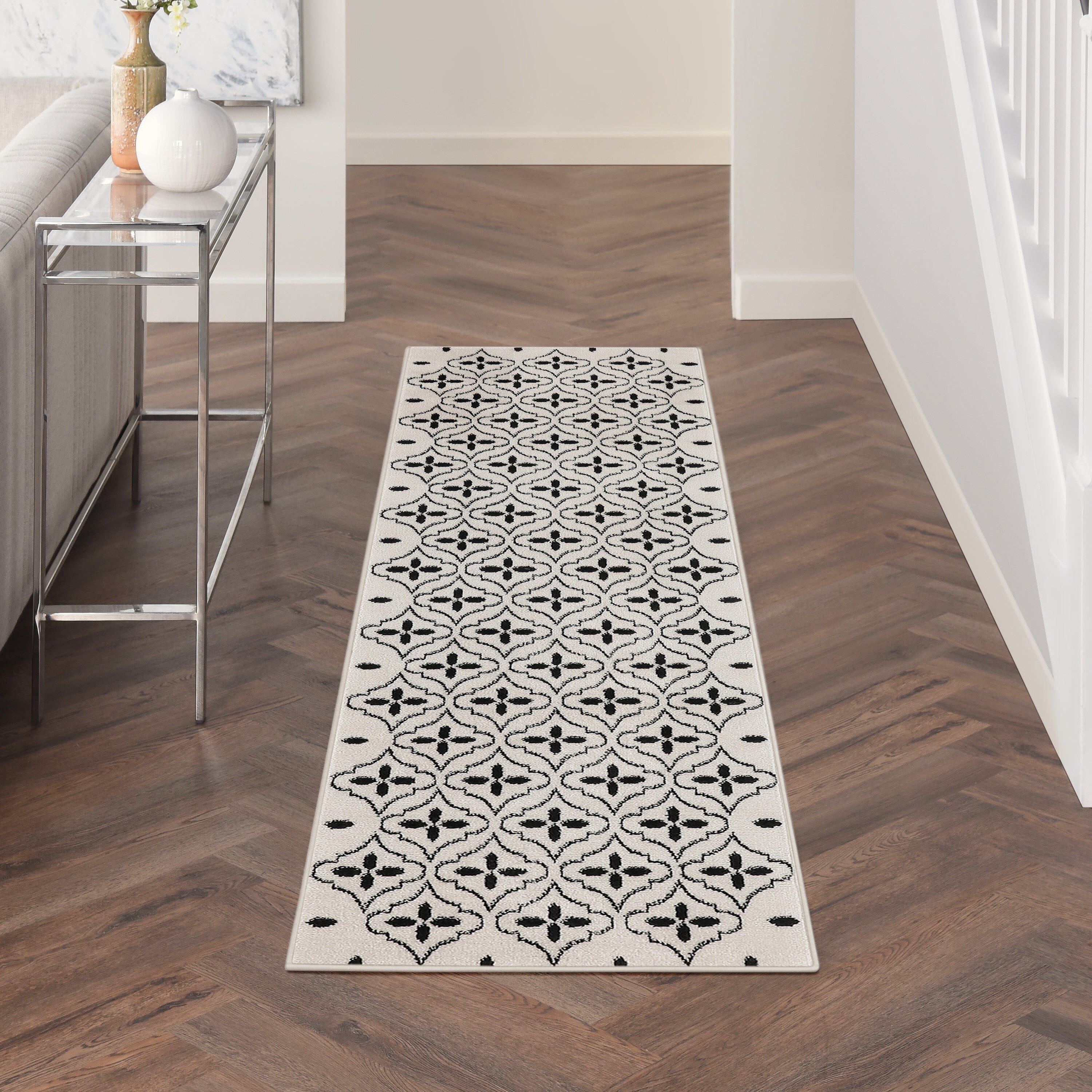 Nourison Essentials Ivory Black Modern Rug RUG Nourison