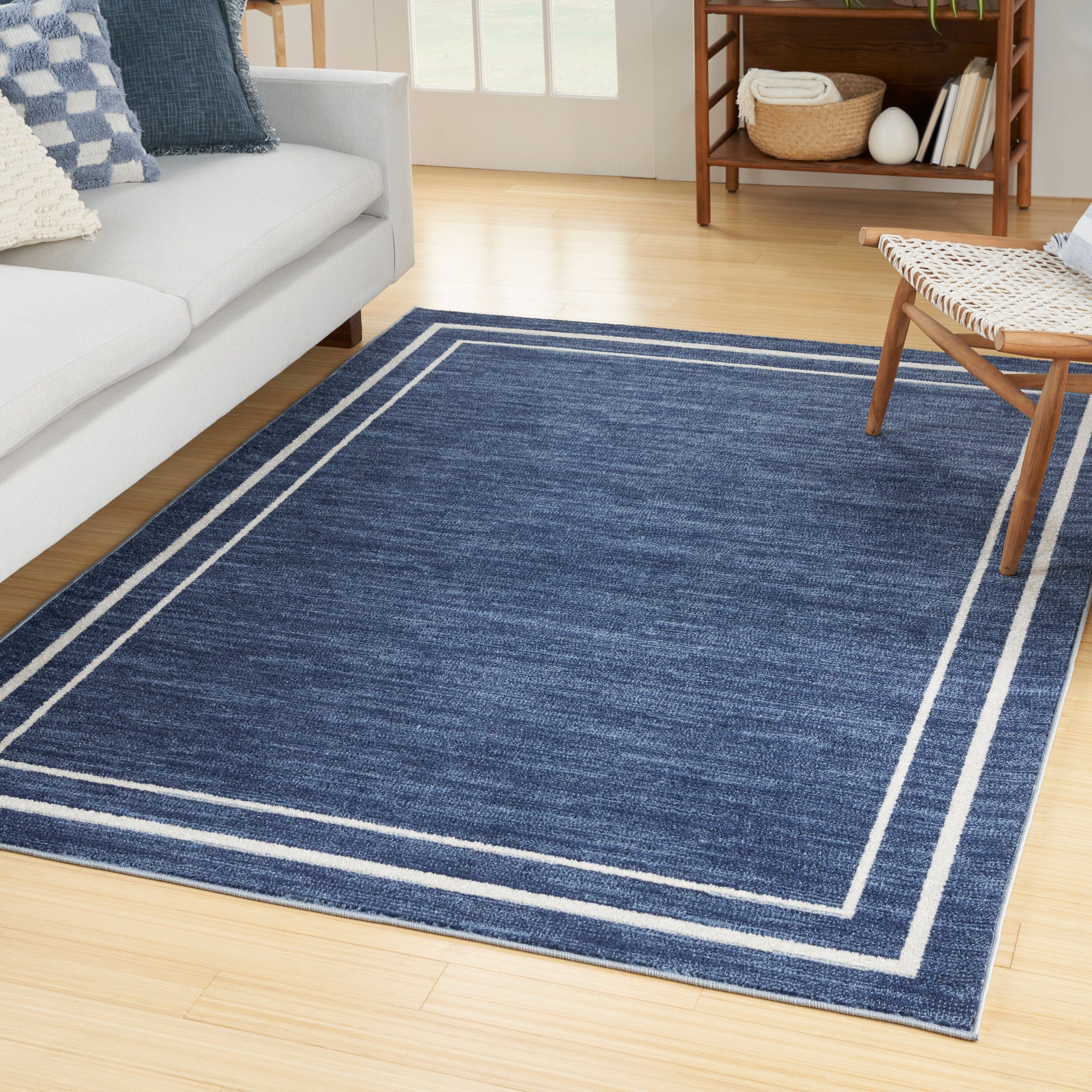 Nourison Essentials Navy Ivory Contemporary Rug RUG Nourison