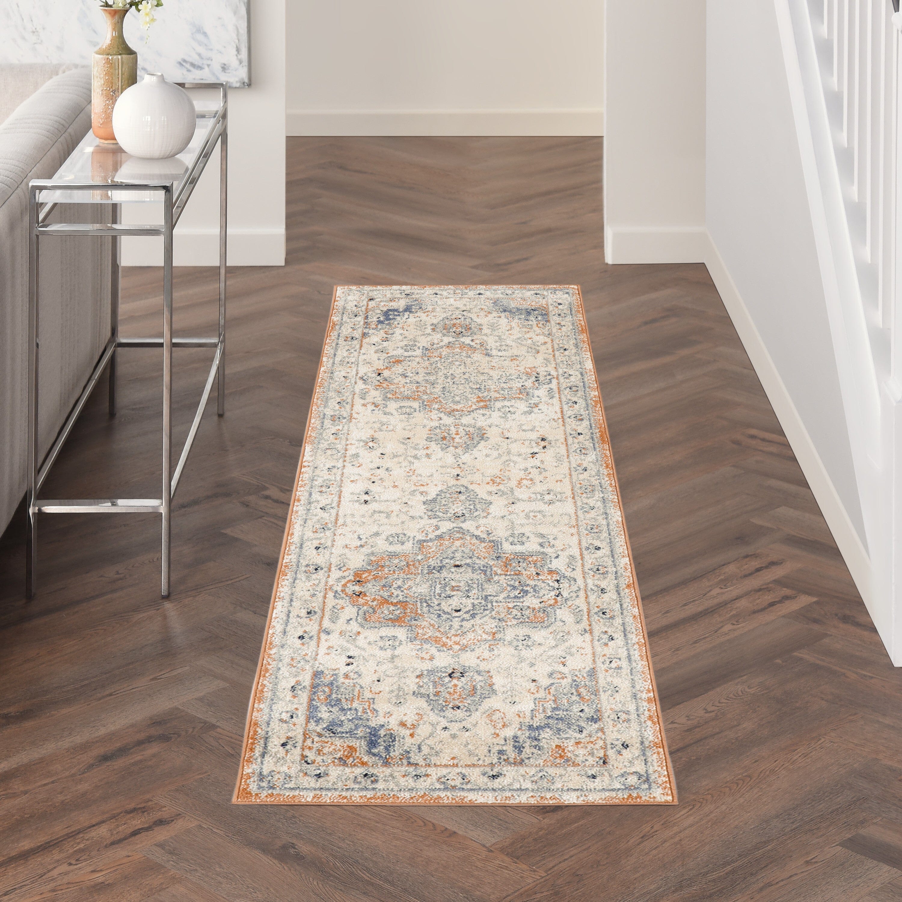 Nourison Essentials Persian Beige Blue Vintage Rug RUG Nourison