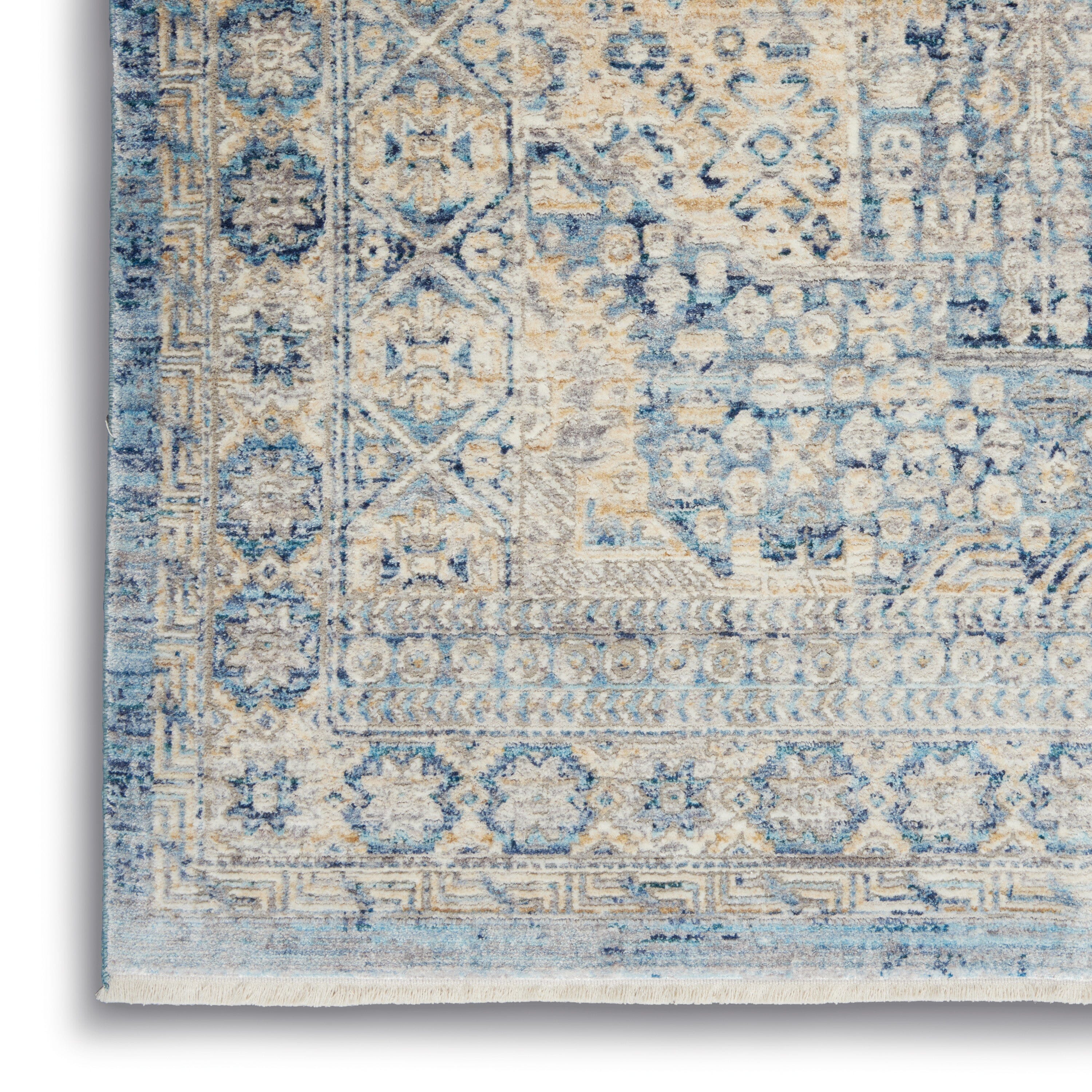 Nourison Lustrous Weave 10' x 13'4" Blue/Ivory Vintage Indoor Rug Rug Nourison