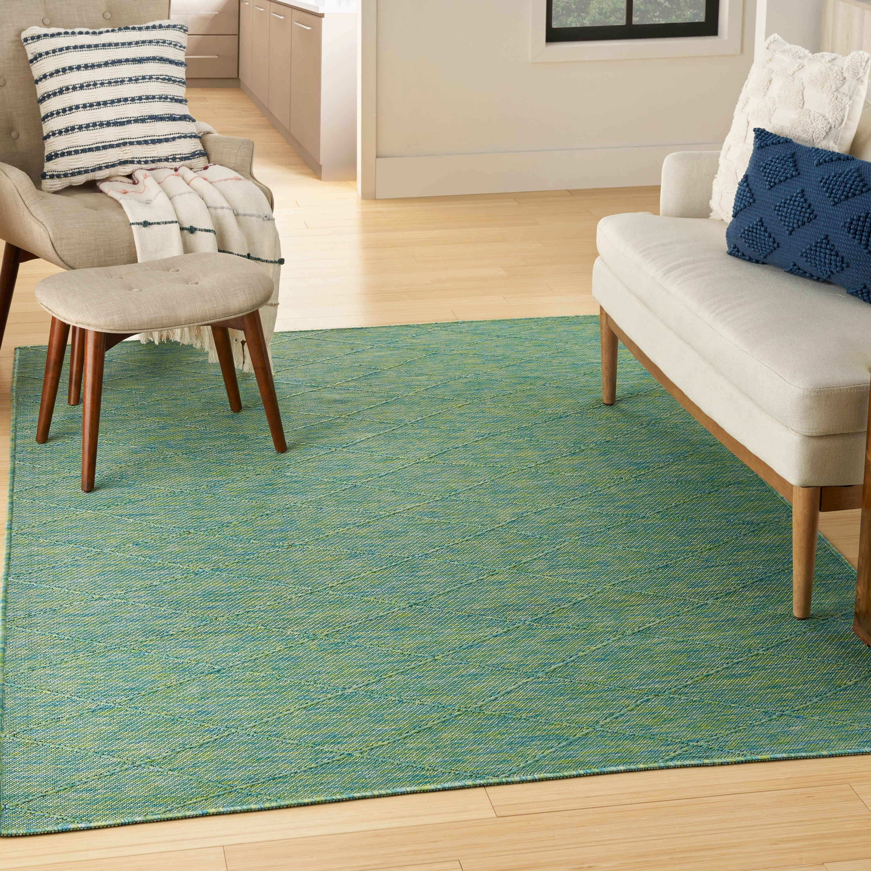 Nourison Washable Solutions Blue Green Modern Rug WSL01 RUG Nourison