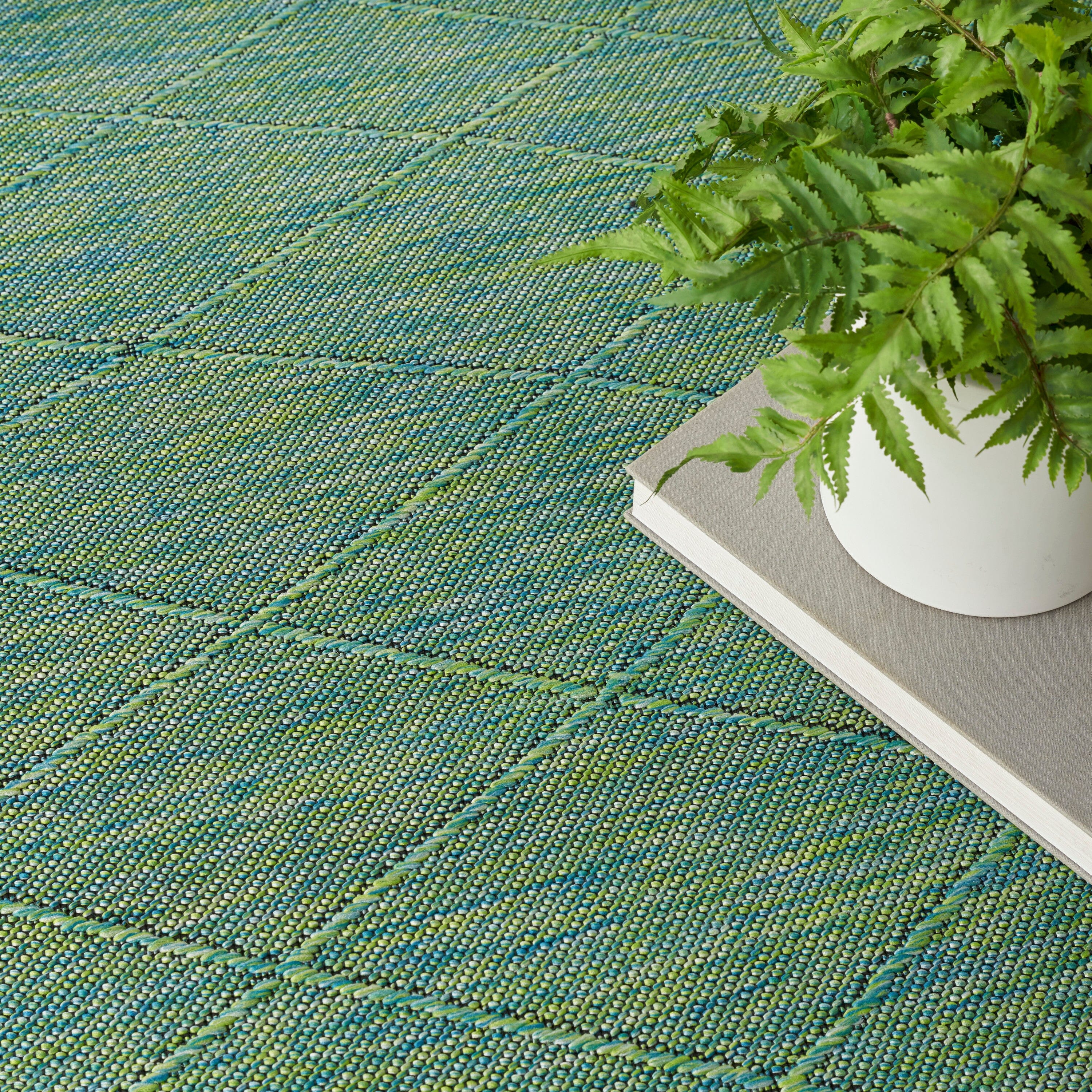 Nourison Washable Solutions Blue Green Modern Rug WSL01 RUG Nourison