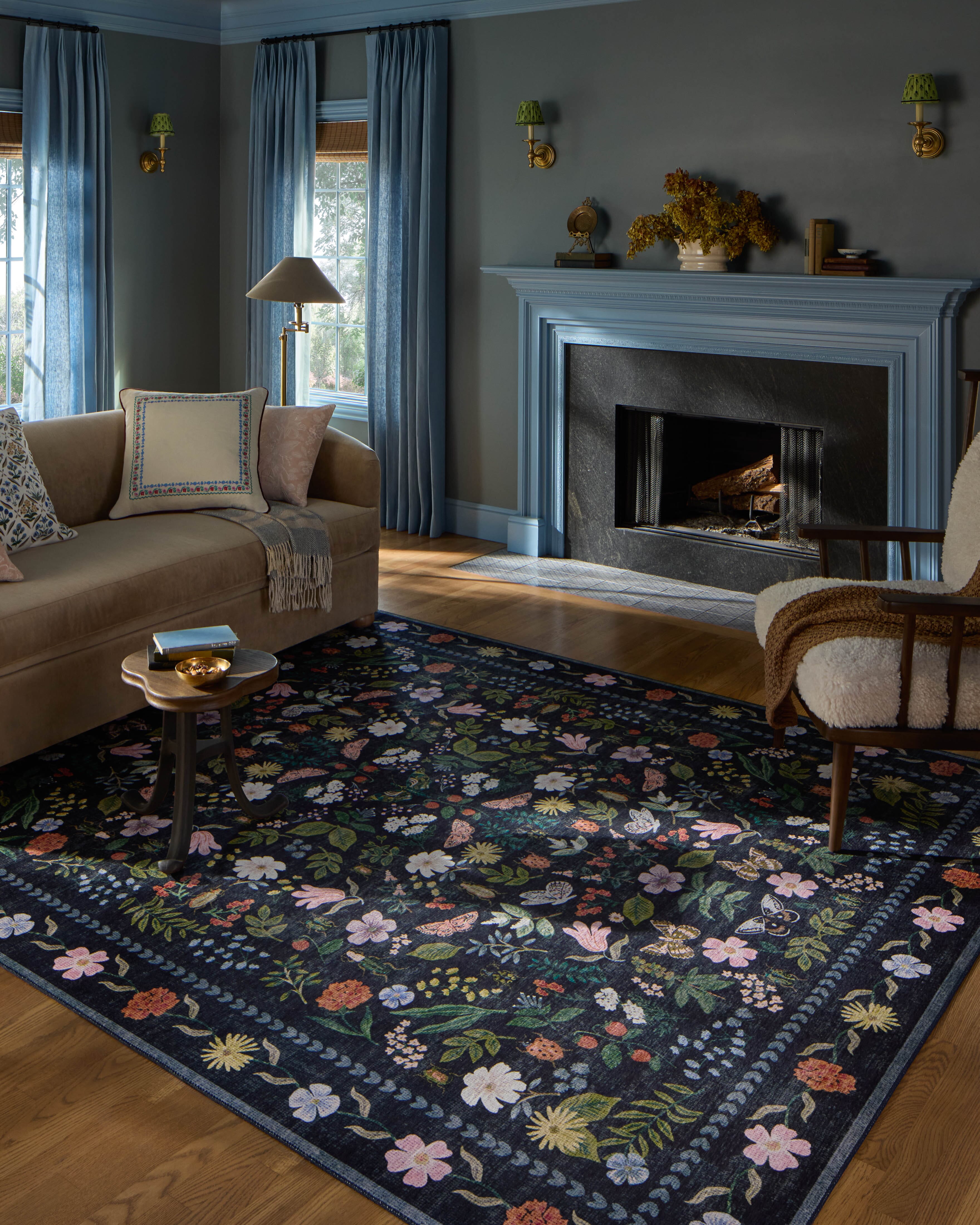 Rifle Paper Co. x Loloi Canopy Rug | Black CNP-04 | Huck & Peck