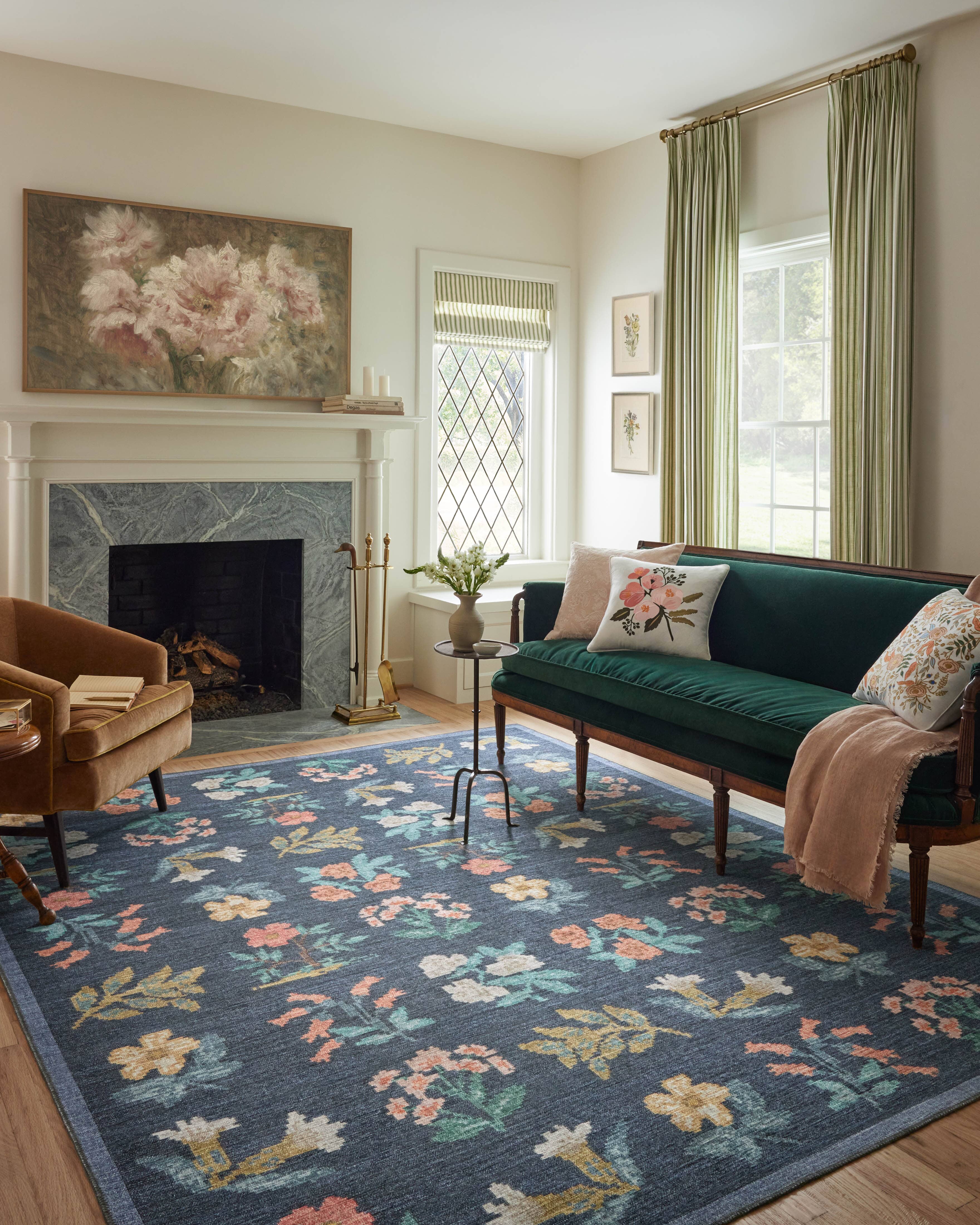 Rifle Paper Co. x Loloi Rosa Rug | Navy | Huck & Peck